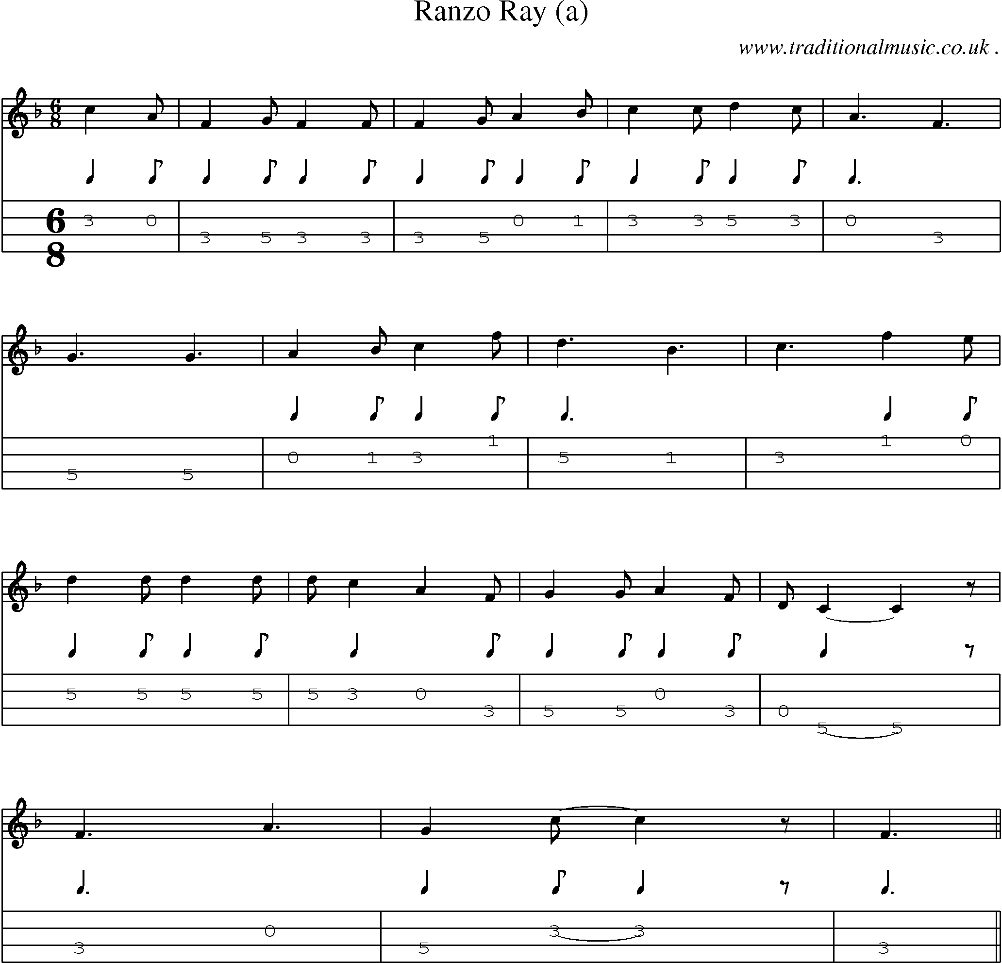 Sheet-Music and Mandolin Tabs for Ranzo Ray (a)