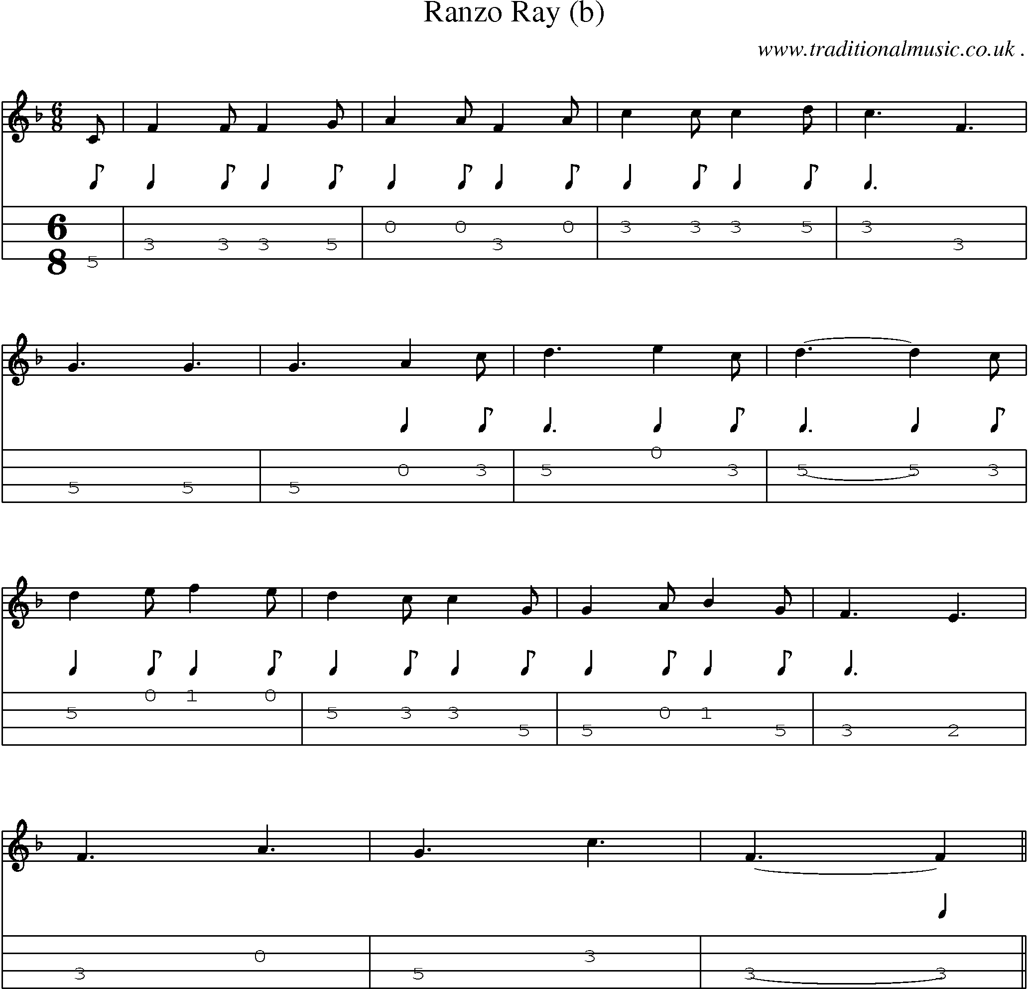 Sheet-Music and Mandolin Tabs for Ranzo Ray (b)