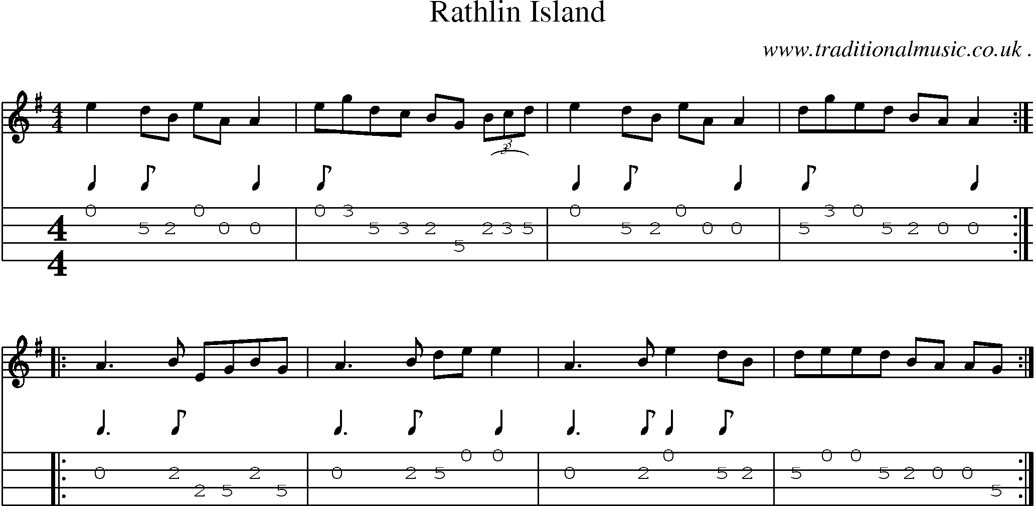 Sheet-Music and Mandolin Tabs for Rathlin Island