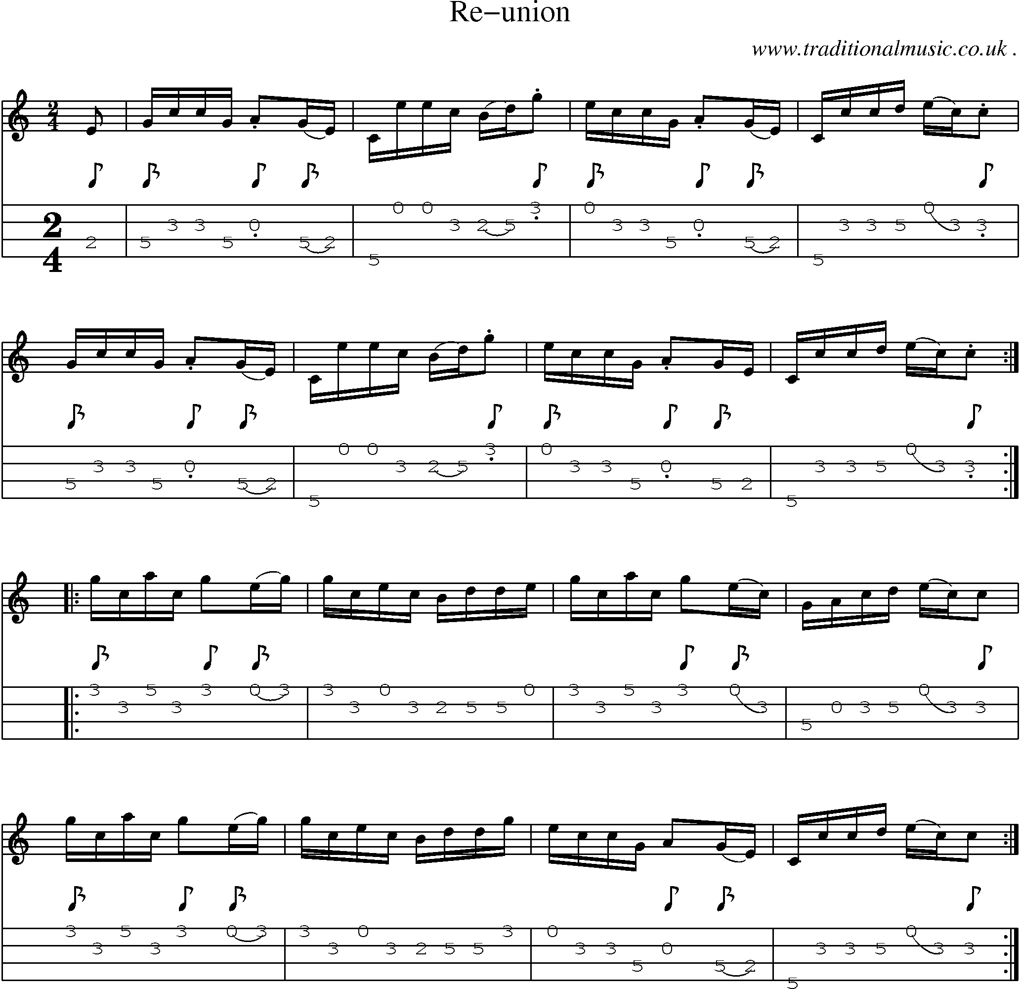 Sheet-Music and Mandolin Tabs for Re-union