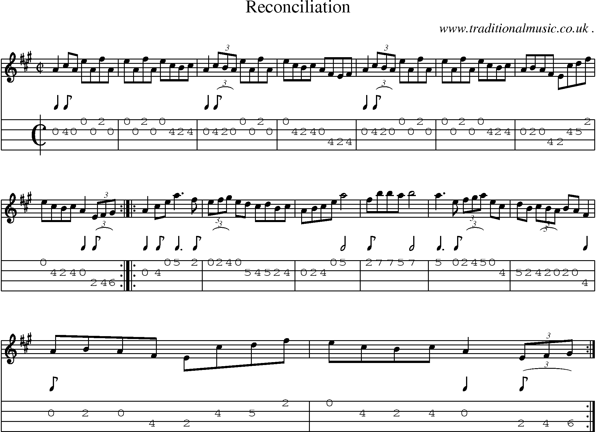 Sheet-Music and Mandolin Tabs for Reconciliation