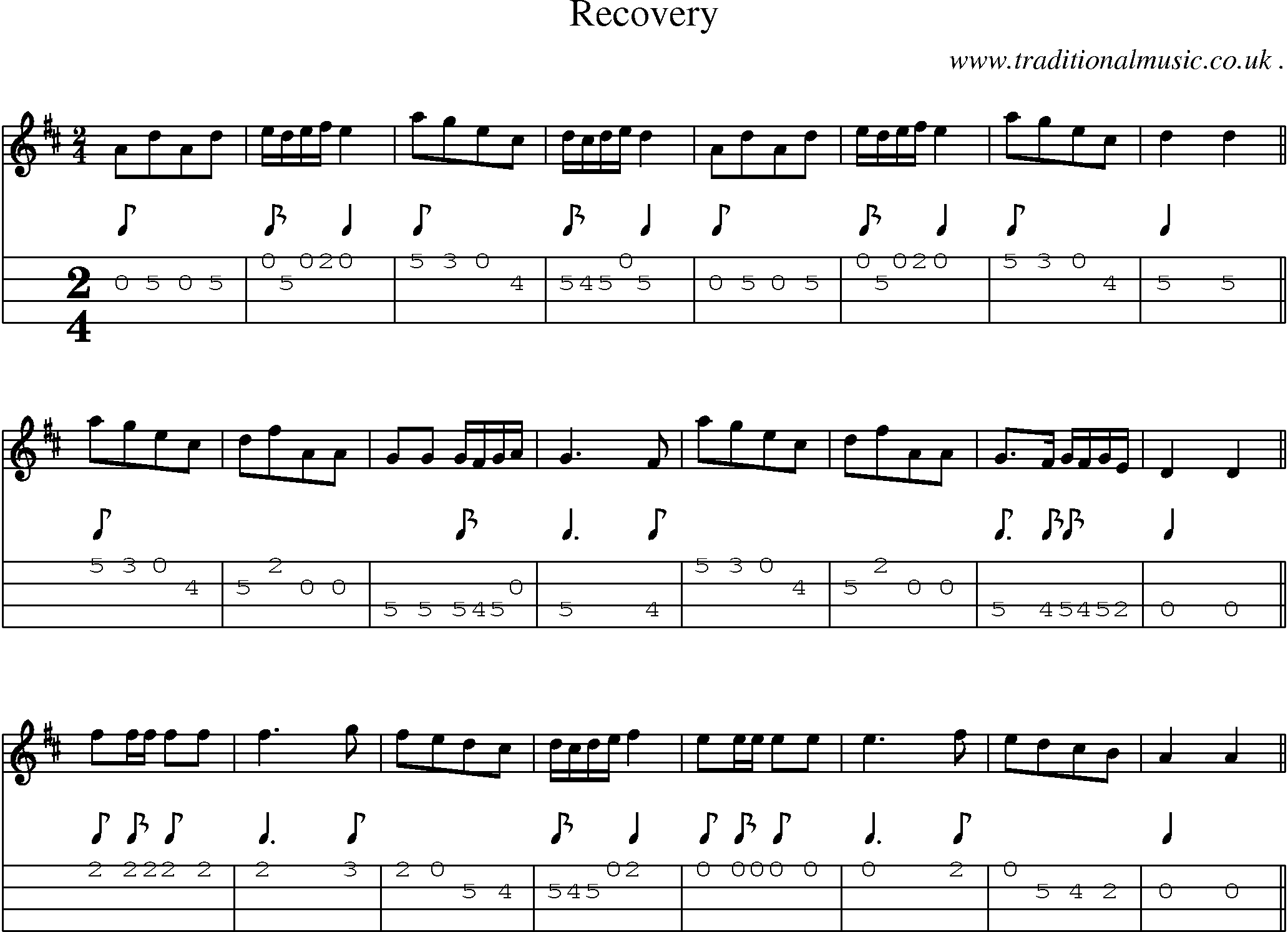 Sheet-Music and Mandolin Tabs for Recovery