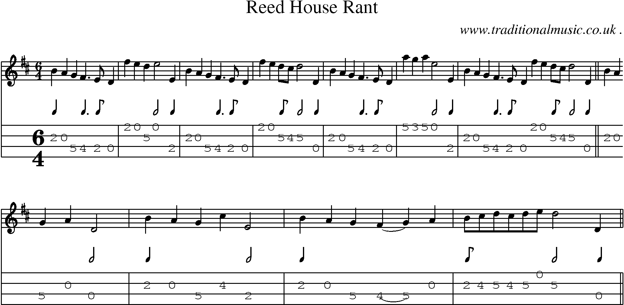 Sheet-Music and Mandolin Tabs for Reed House Rant