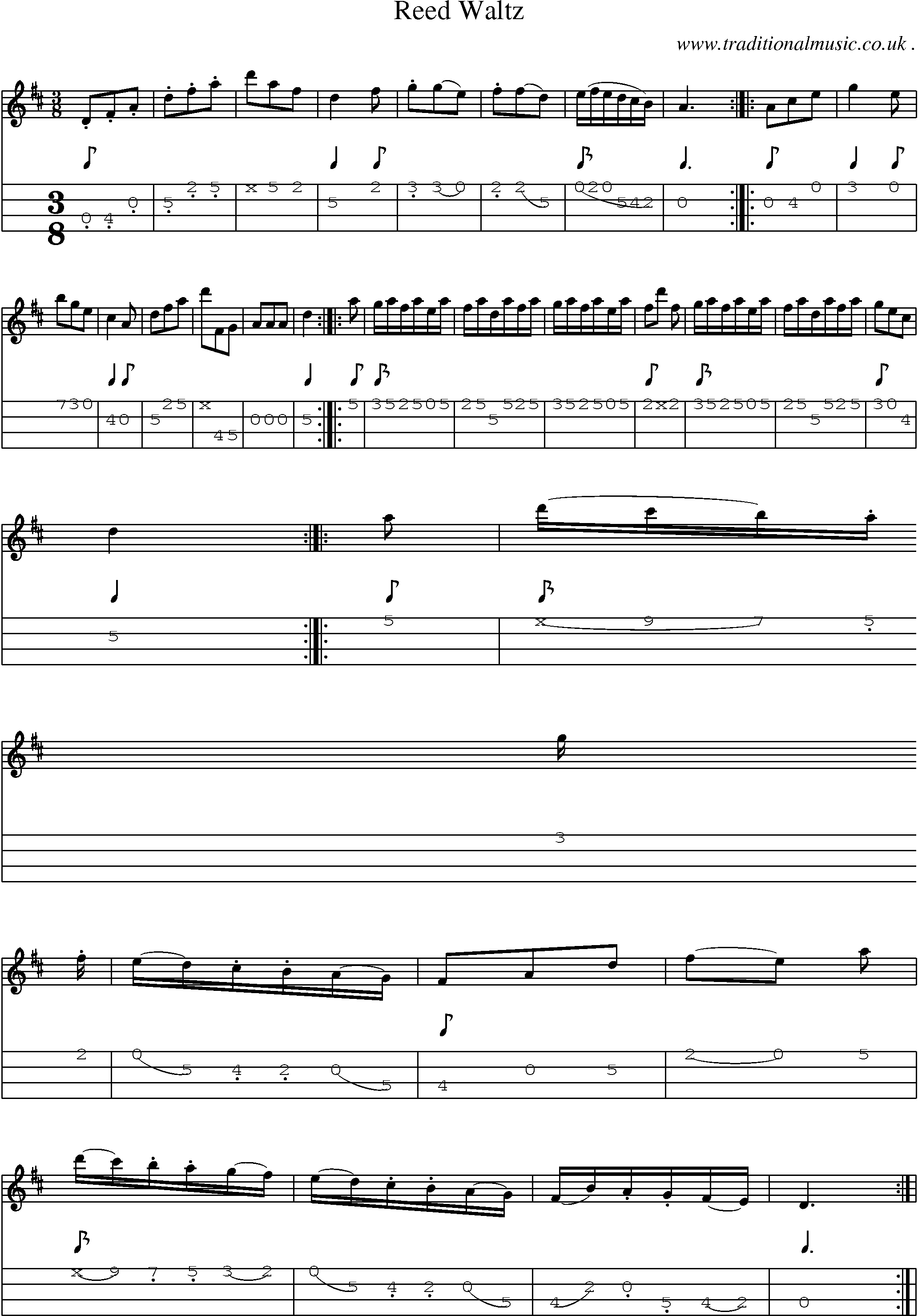 Sheet-Music and Mandolin Tabs for Reed Waltz
