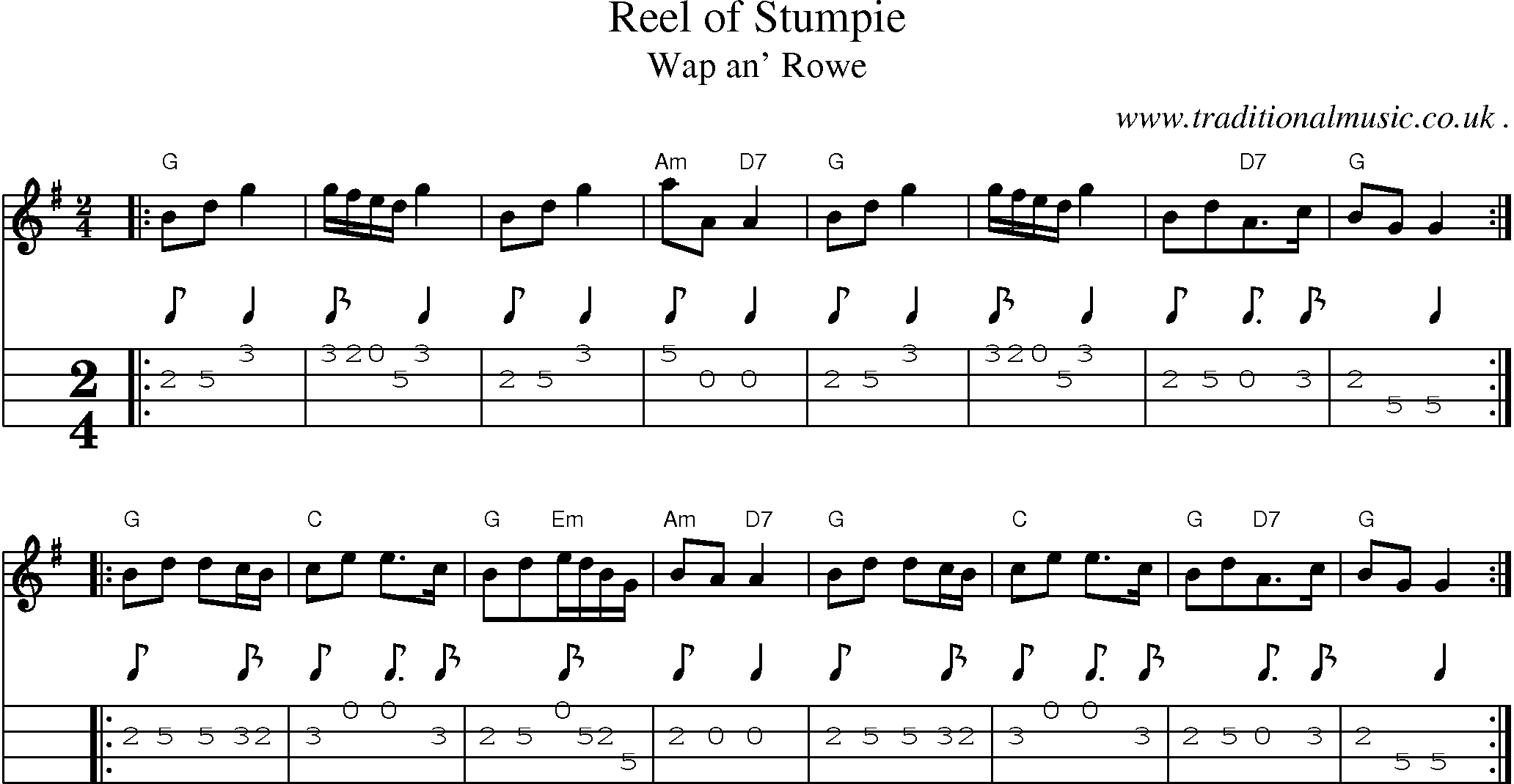 Sheet-Music and Mandolin Tabs for Reel Of Stumpie