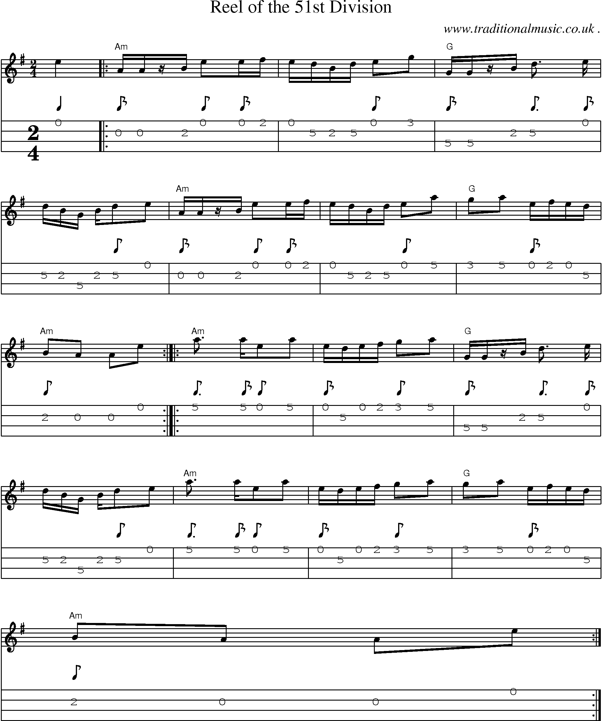 Sheet-Music and Mandolin Tabs for Reel Of The 51st Division