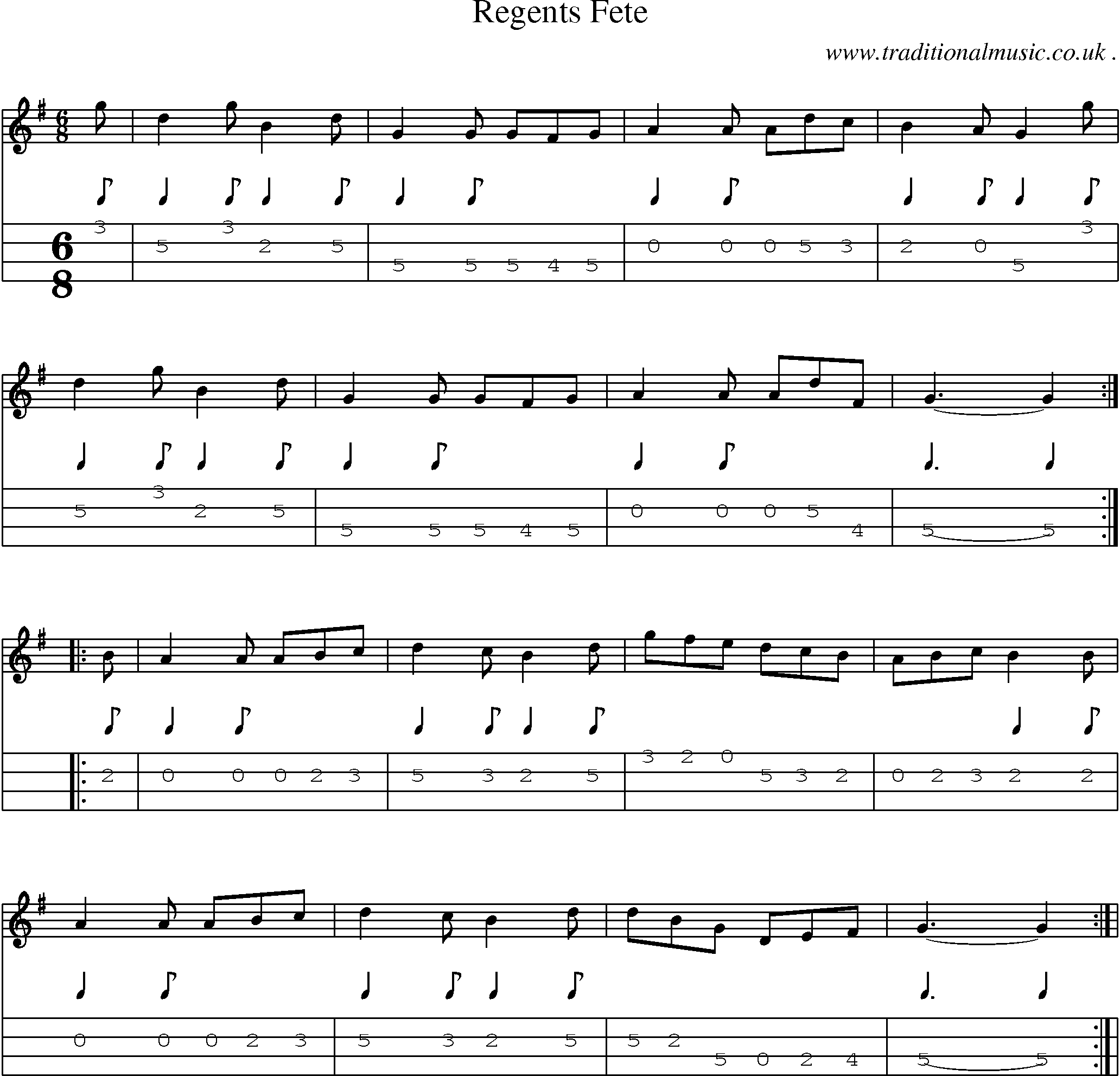Sheet-Music and Mandolin Tabs for Regents Fete