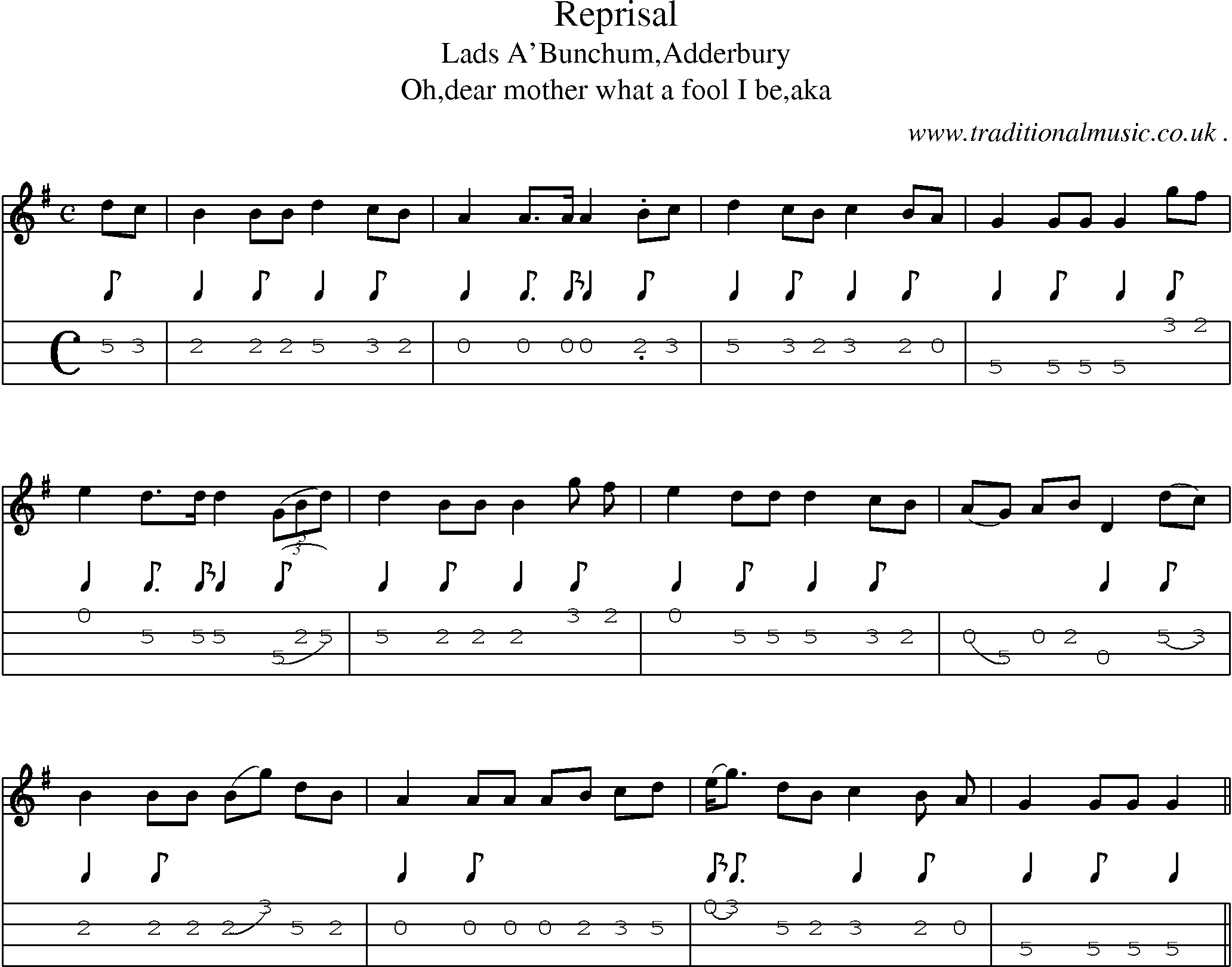 Sheet-Music and Mandolin Tabs for Reprisal
