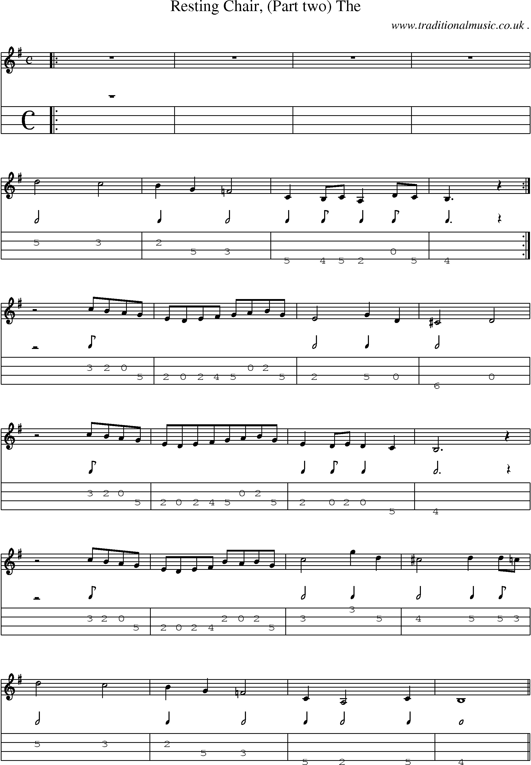 Sheet-Music and Mandolin Tabs for Resting Chair (part Two) The