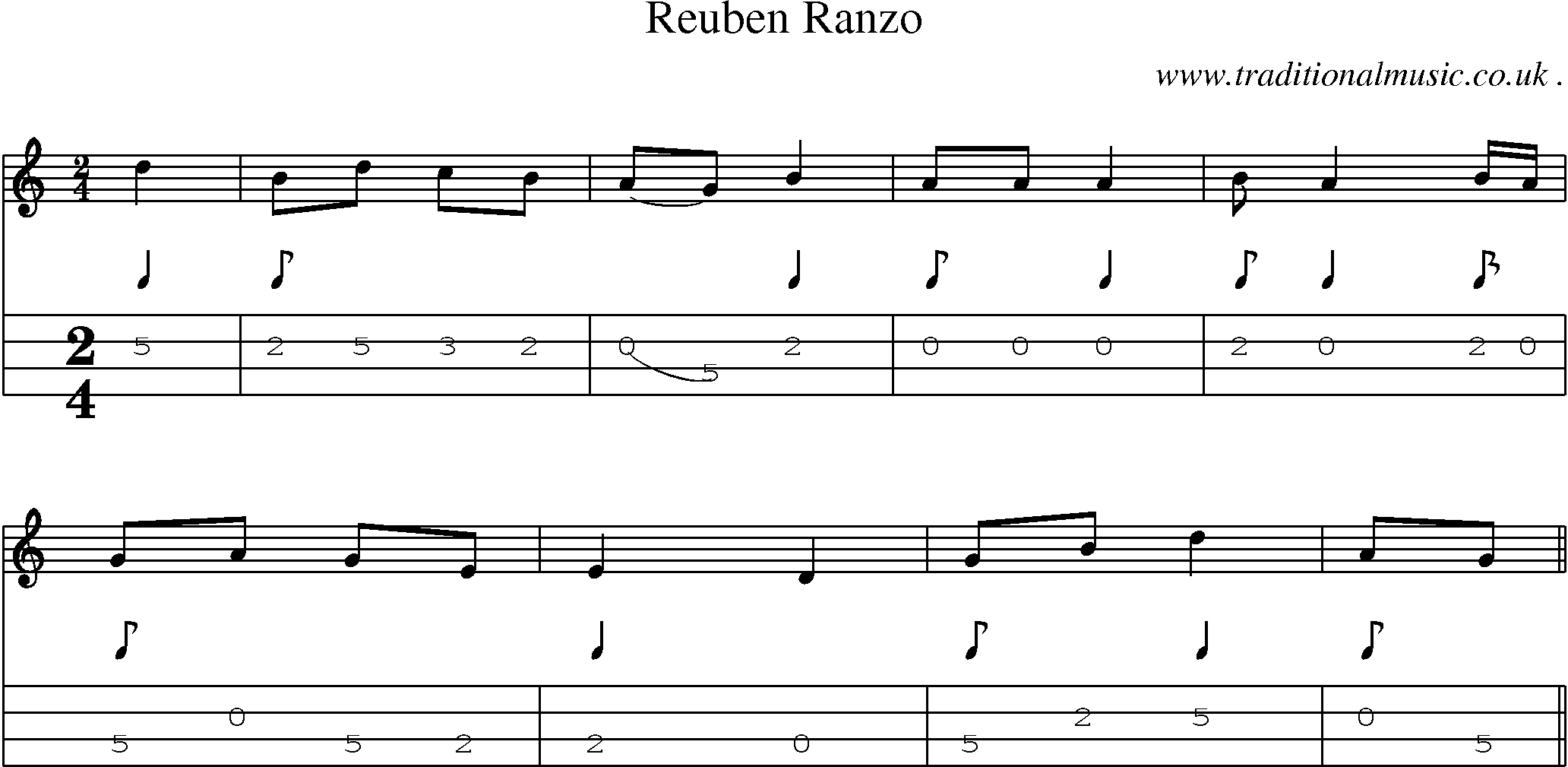 Sheet-Music and Mandolin Tabs for Reuben Ranzo
