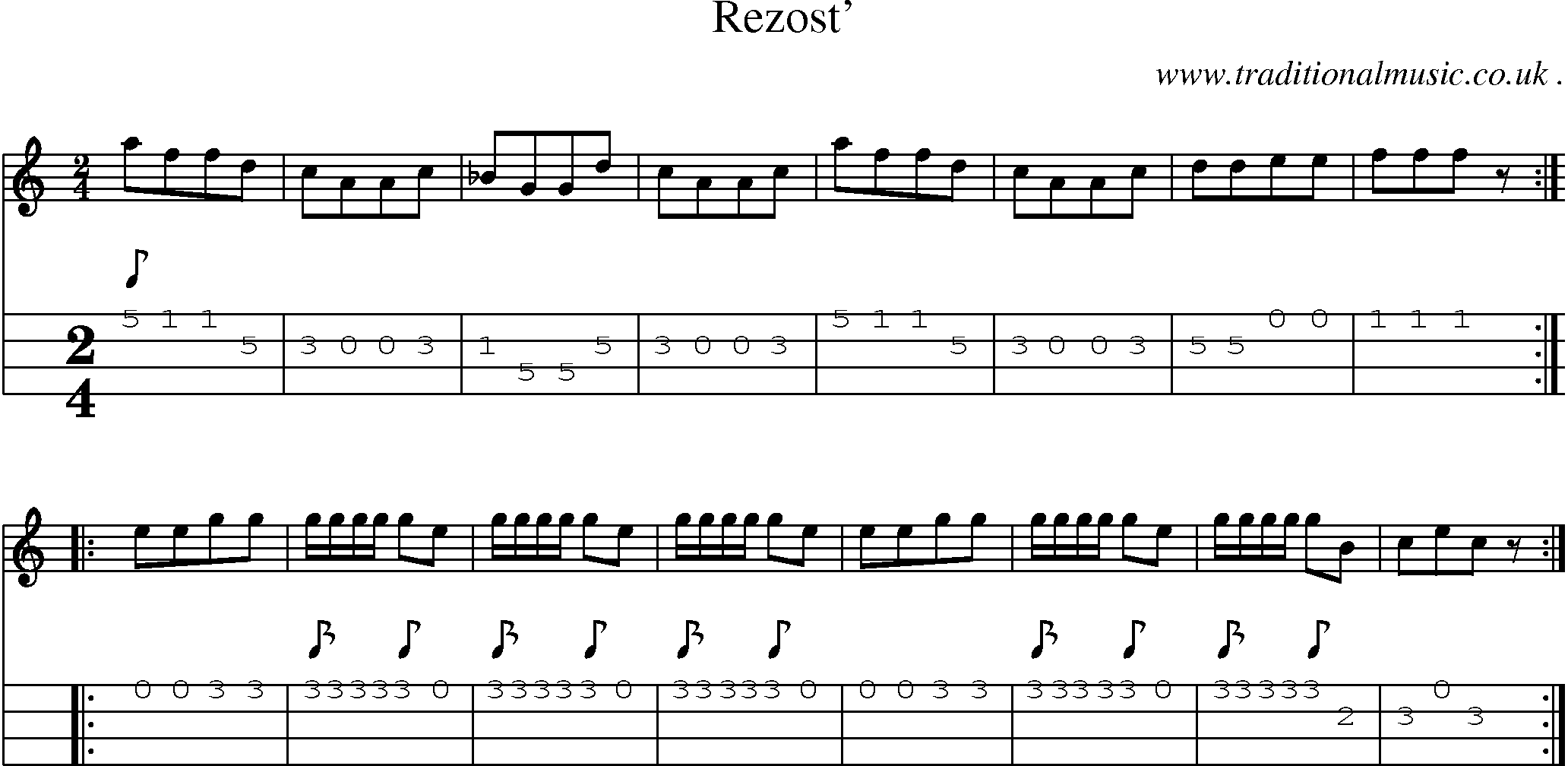 Sheet-Music and Mandolin Tabs for Rezost