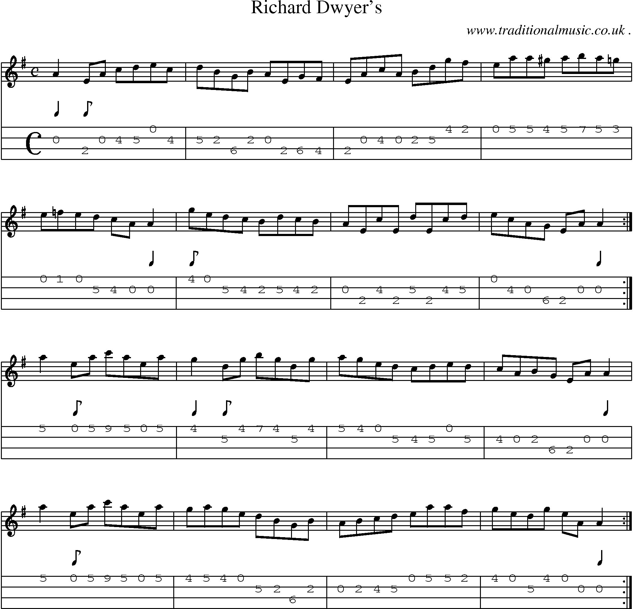 Sheet-Music and Mandolin Tabs for Richard Dwyers