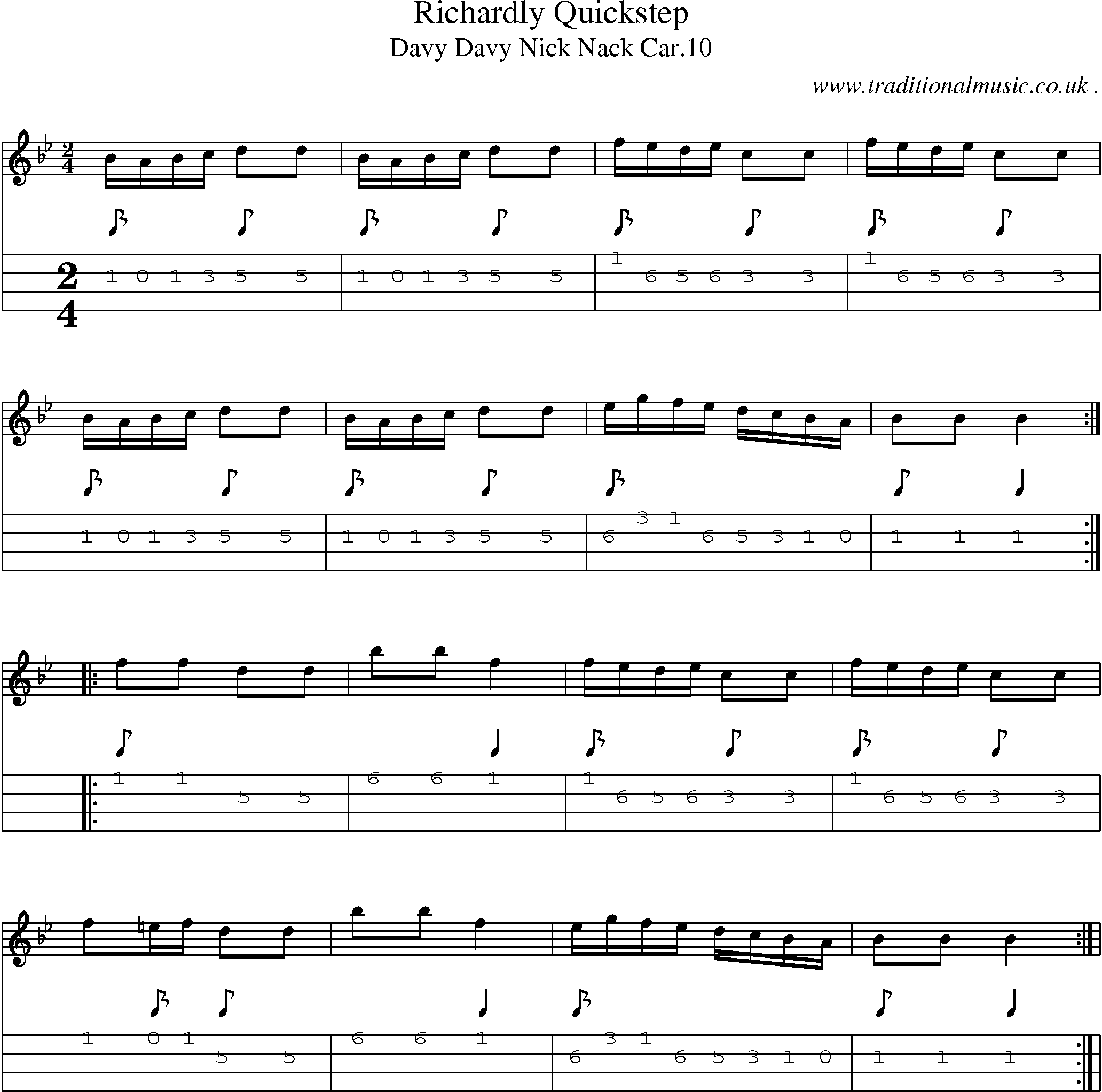 Sheet-Music and Mandolin Tabs for Richardly Quickstep