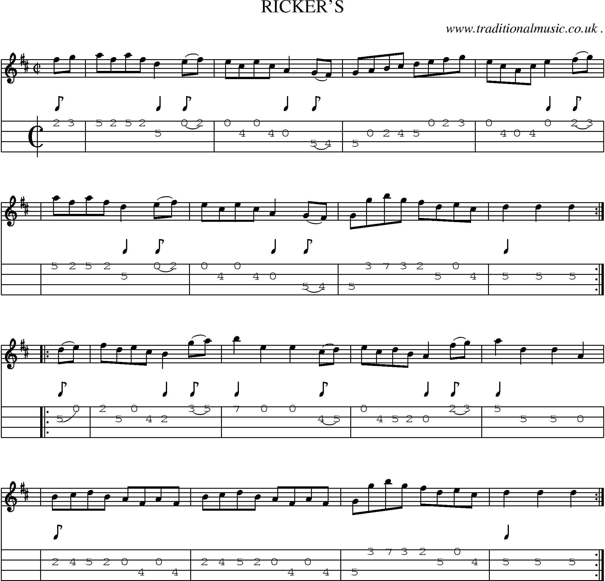 Sheet-Music and Mandolin Tabs for Rickers