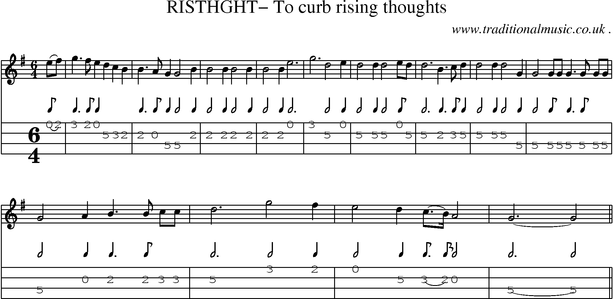 Sheet-Music and Mandolin Tabs for Risthght To Curb Rising Thoughts