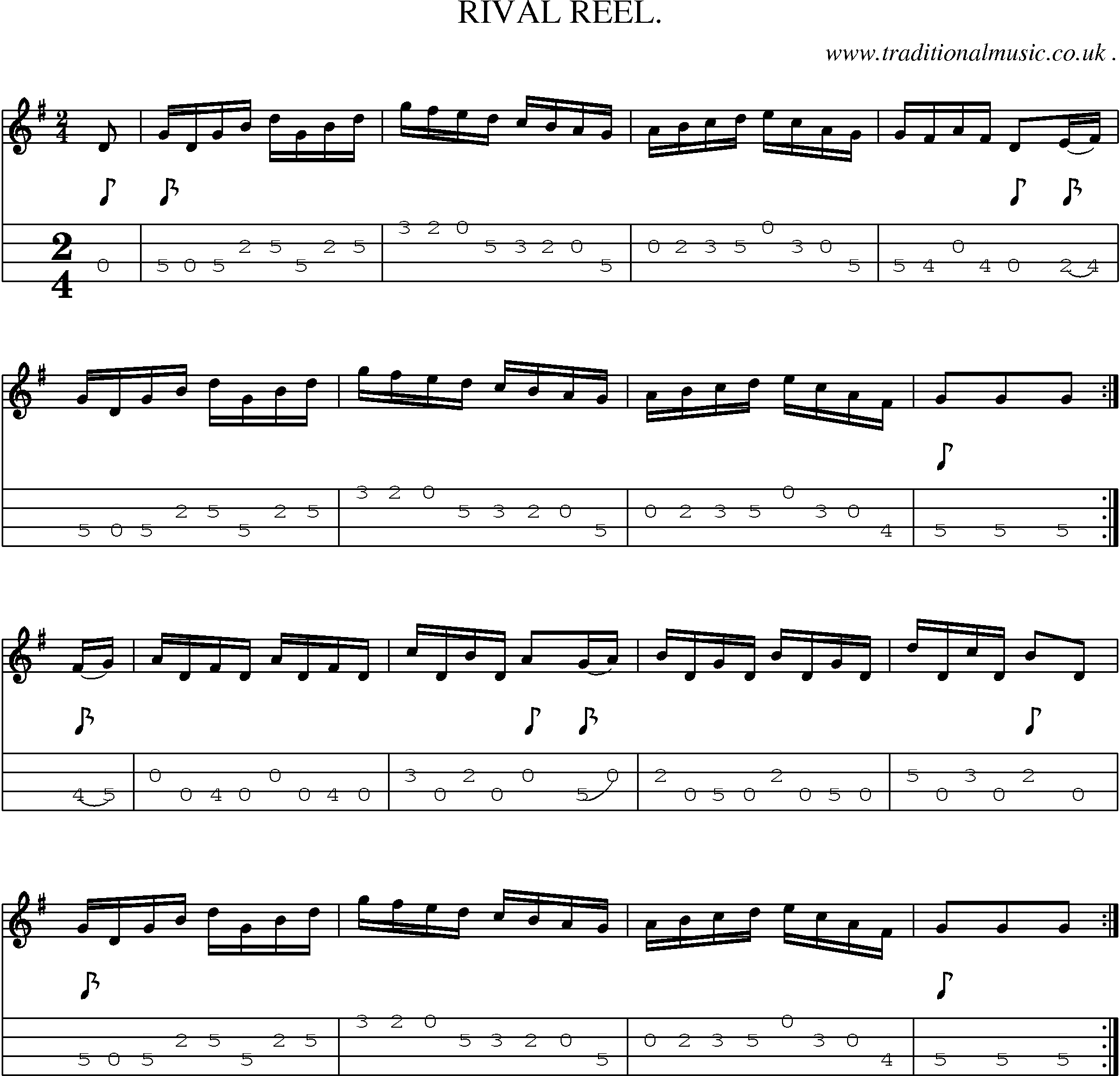 Sheet-Music and Mandolin Tabs for Rival Reel