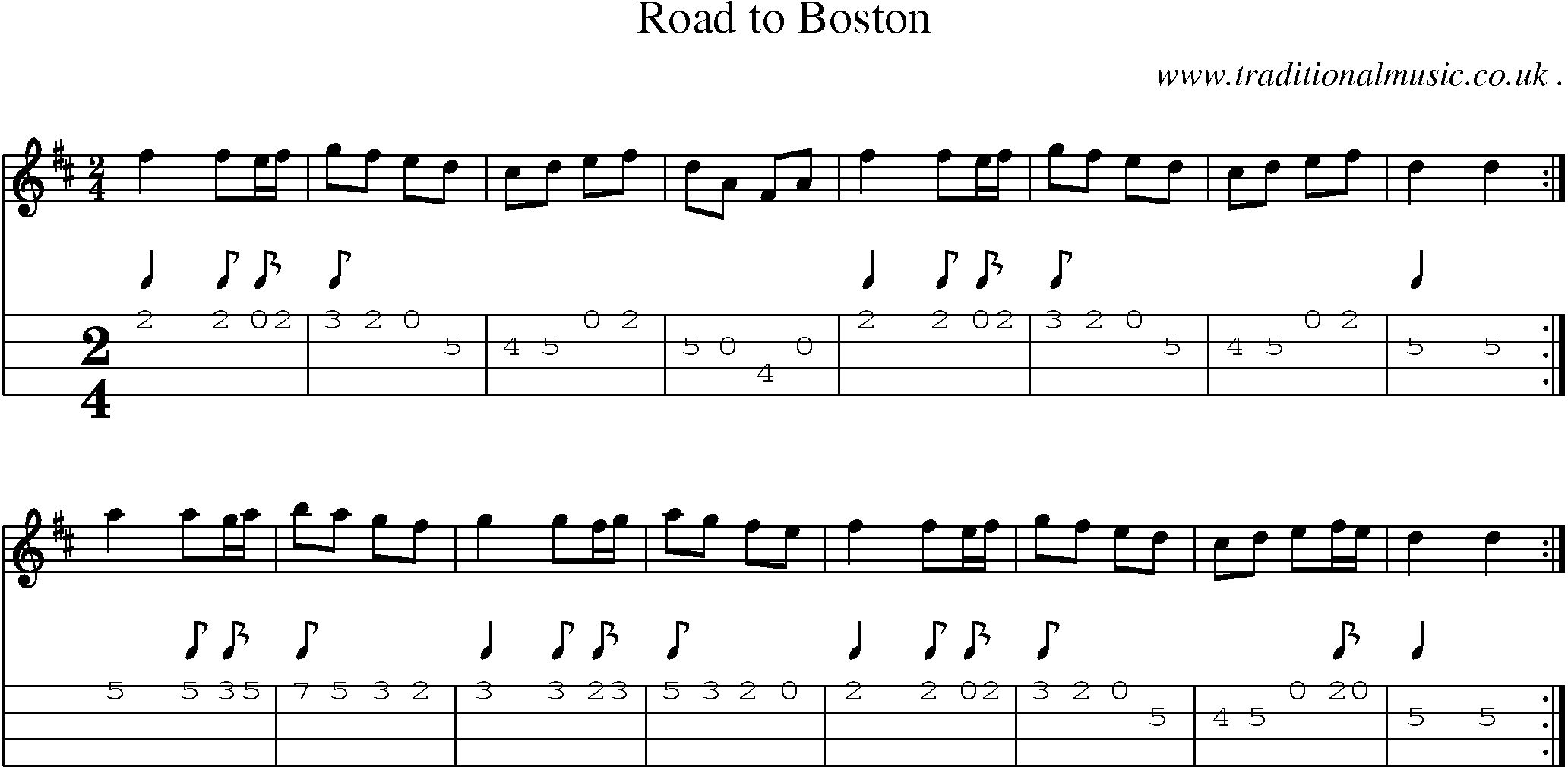Sheet-Music and Mandolin Tabs for Road To Boston