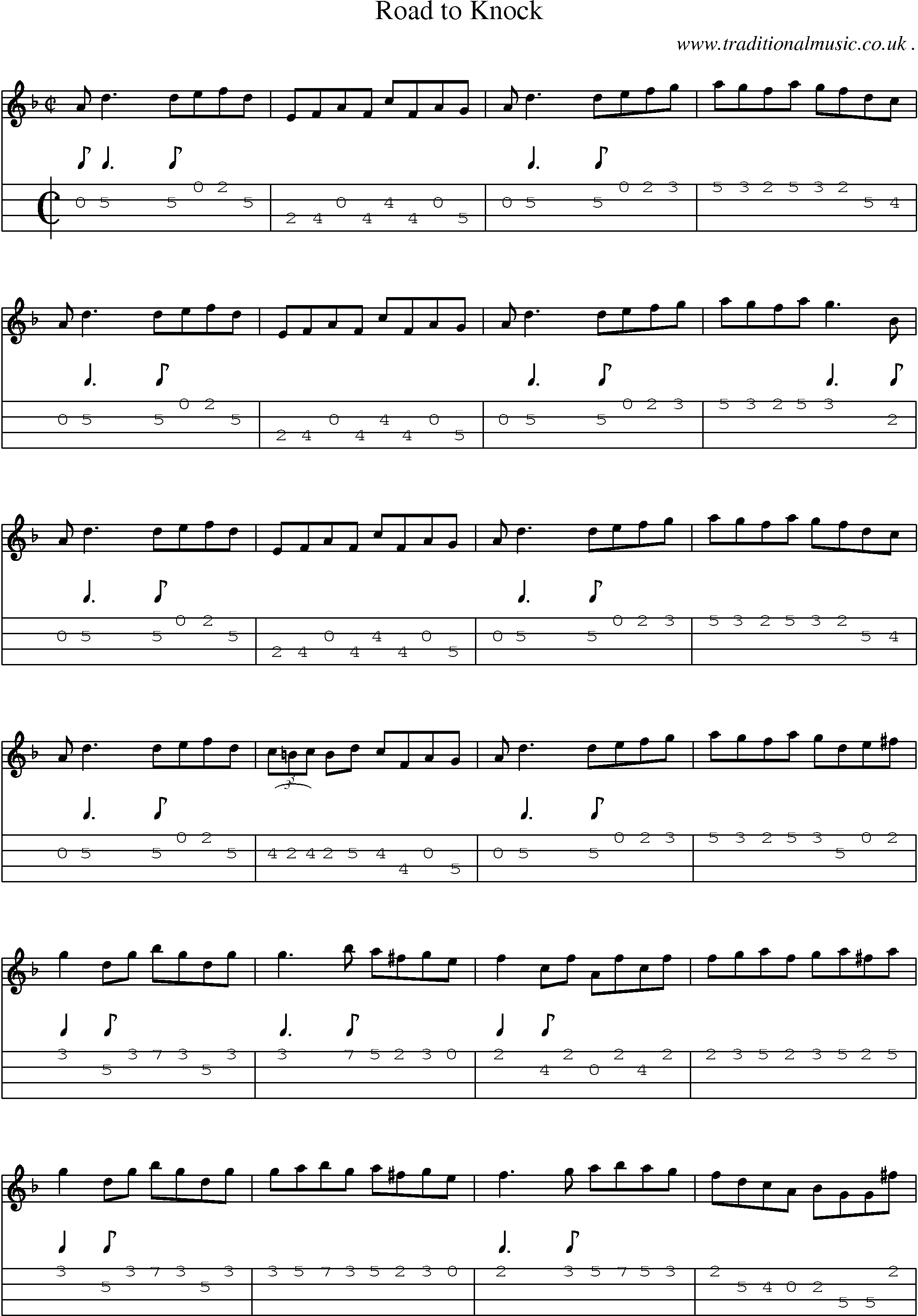 Sheet-Music and Mandolin Tabs for Road To Knock