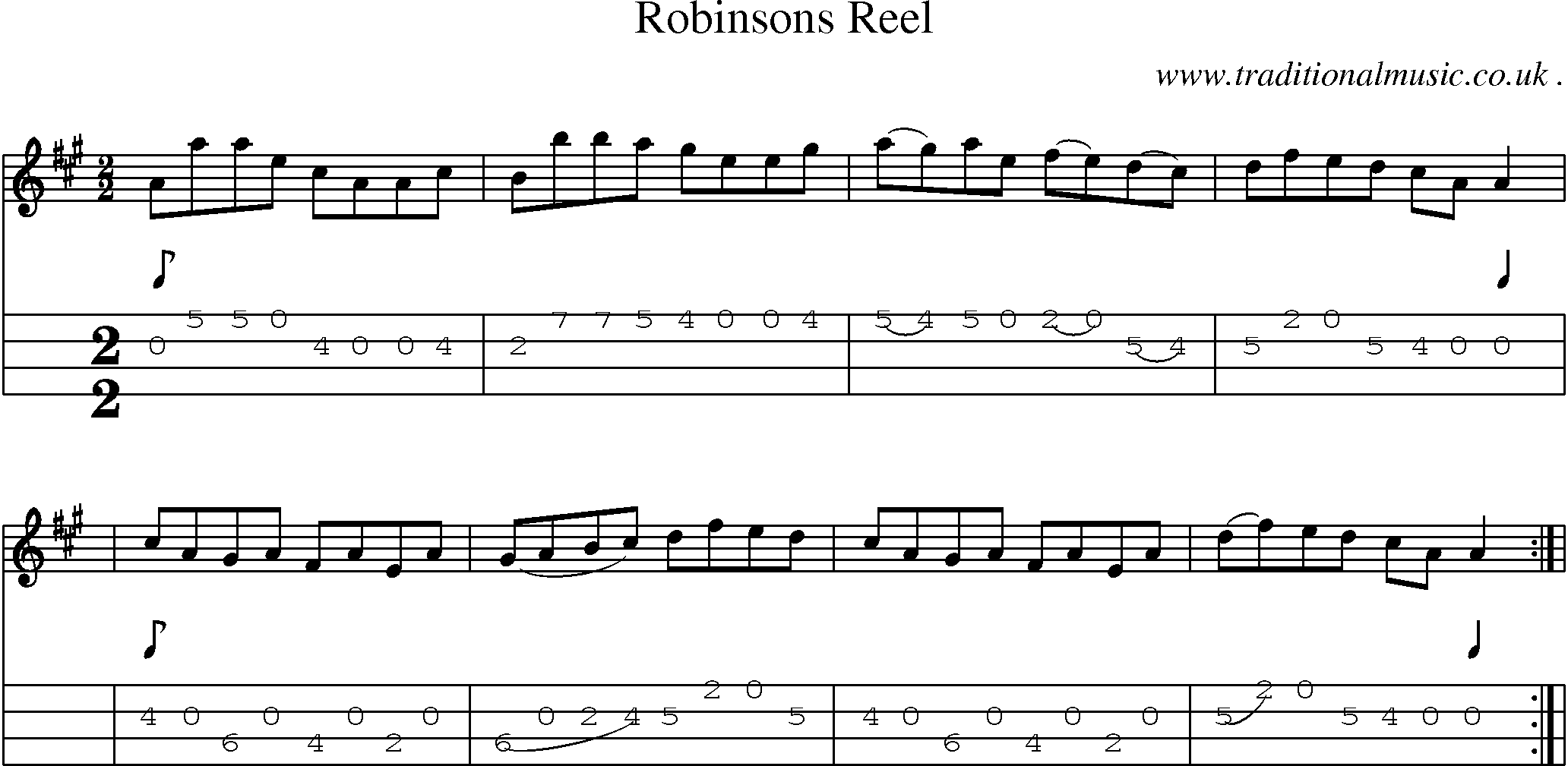 Sheet-Music and Mandolin Tabs for Robinsons Reel