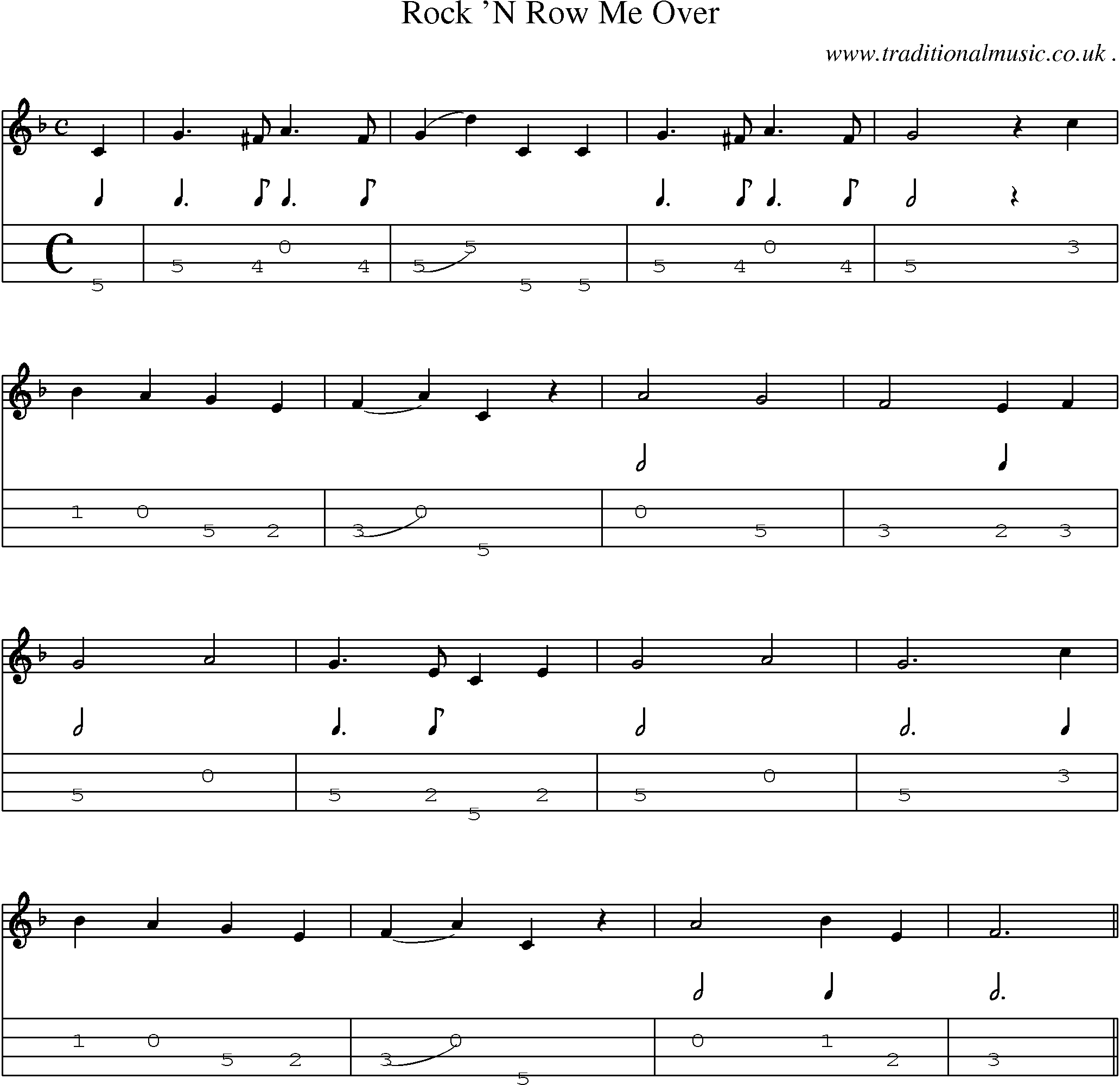 Sheet-Music and Mandolin Tabs for Rock N Row Me Over