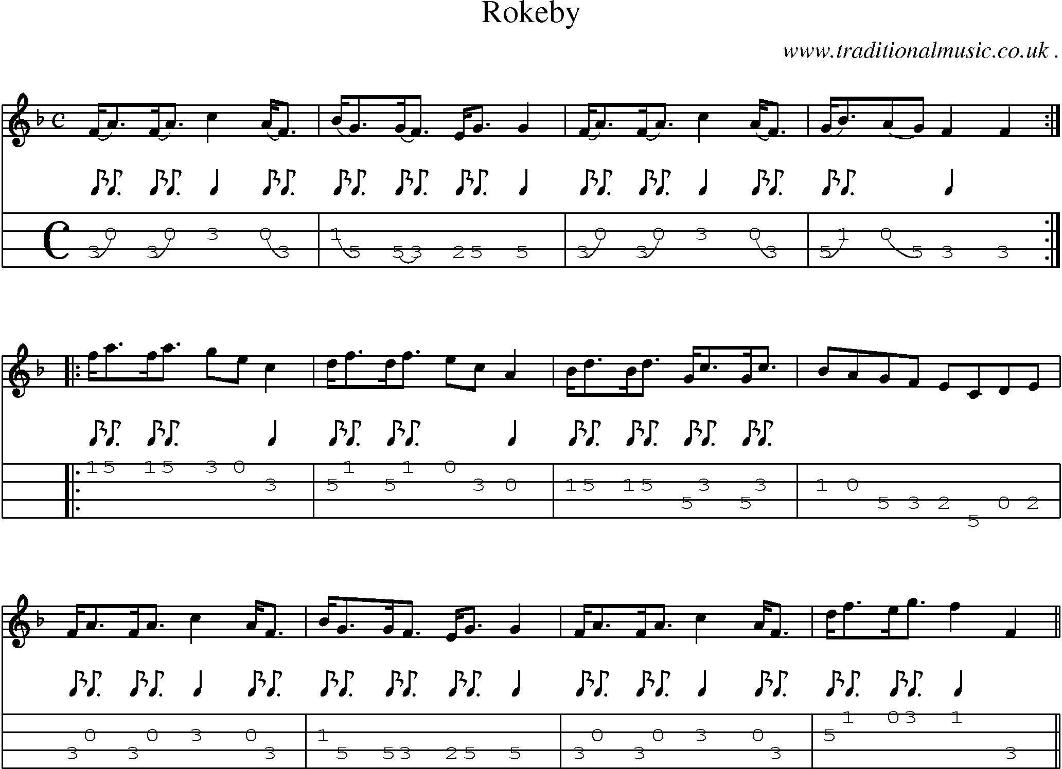 Sheet-Music and Mandolin Tabs for Rokeby