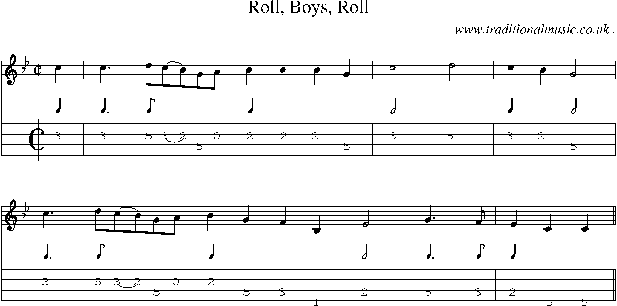 Sheet-Music and Mandolin Tabs for Roll Boys Roll