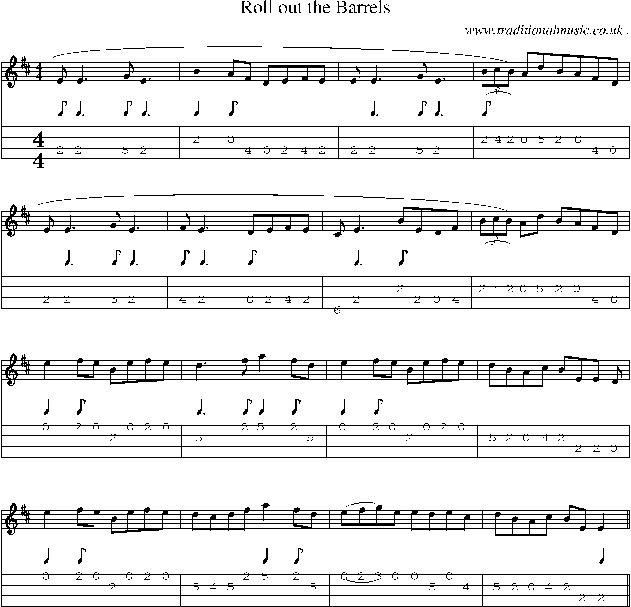 Sheet-Music and Mandolin Tabs for Roll Out The Barrels