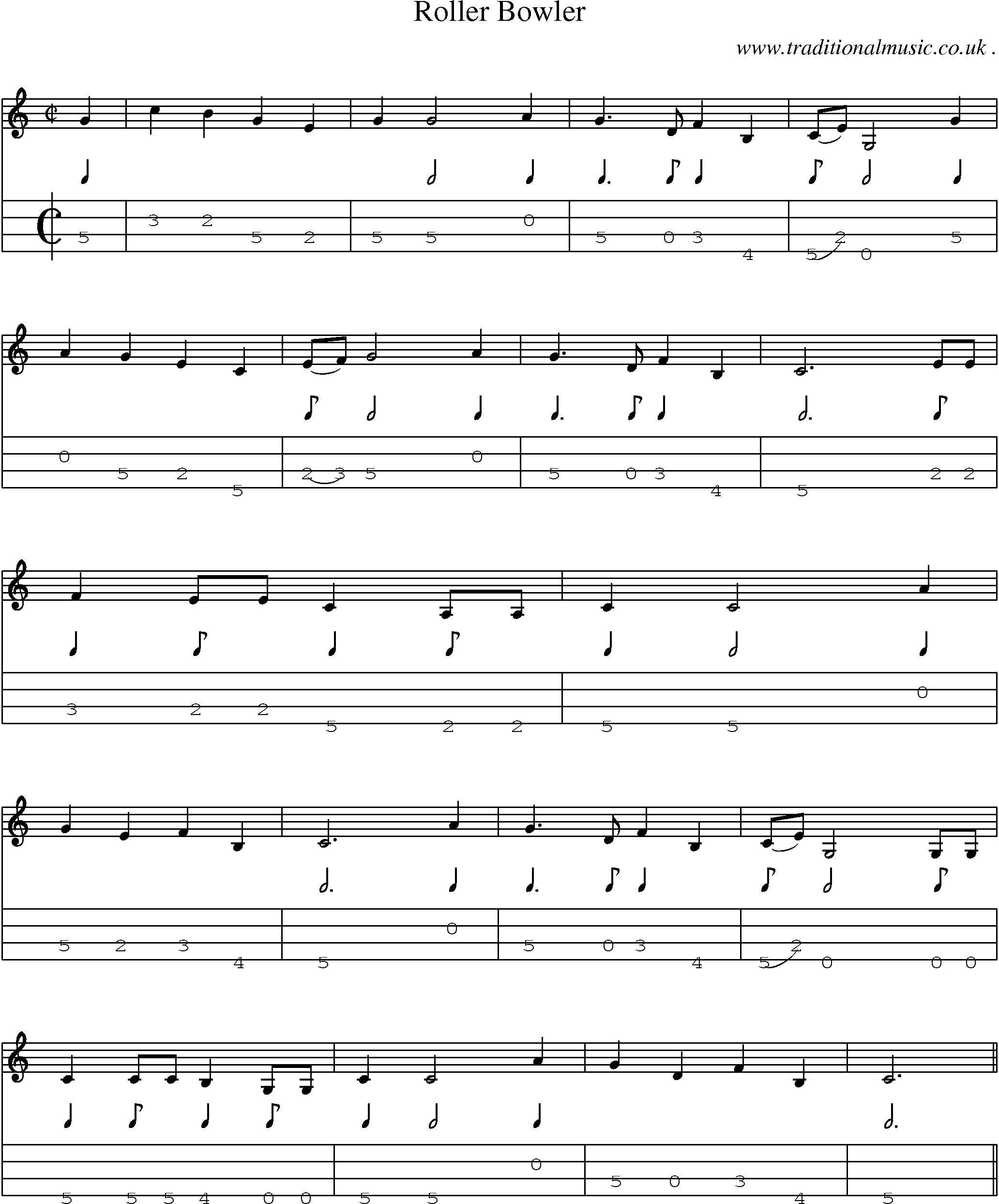 Sheet-Music and Mandolin Tabs for Roller Bowler