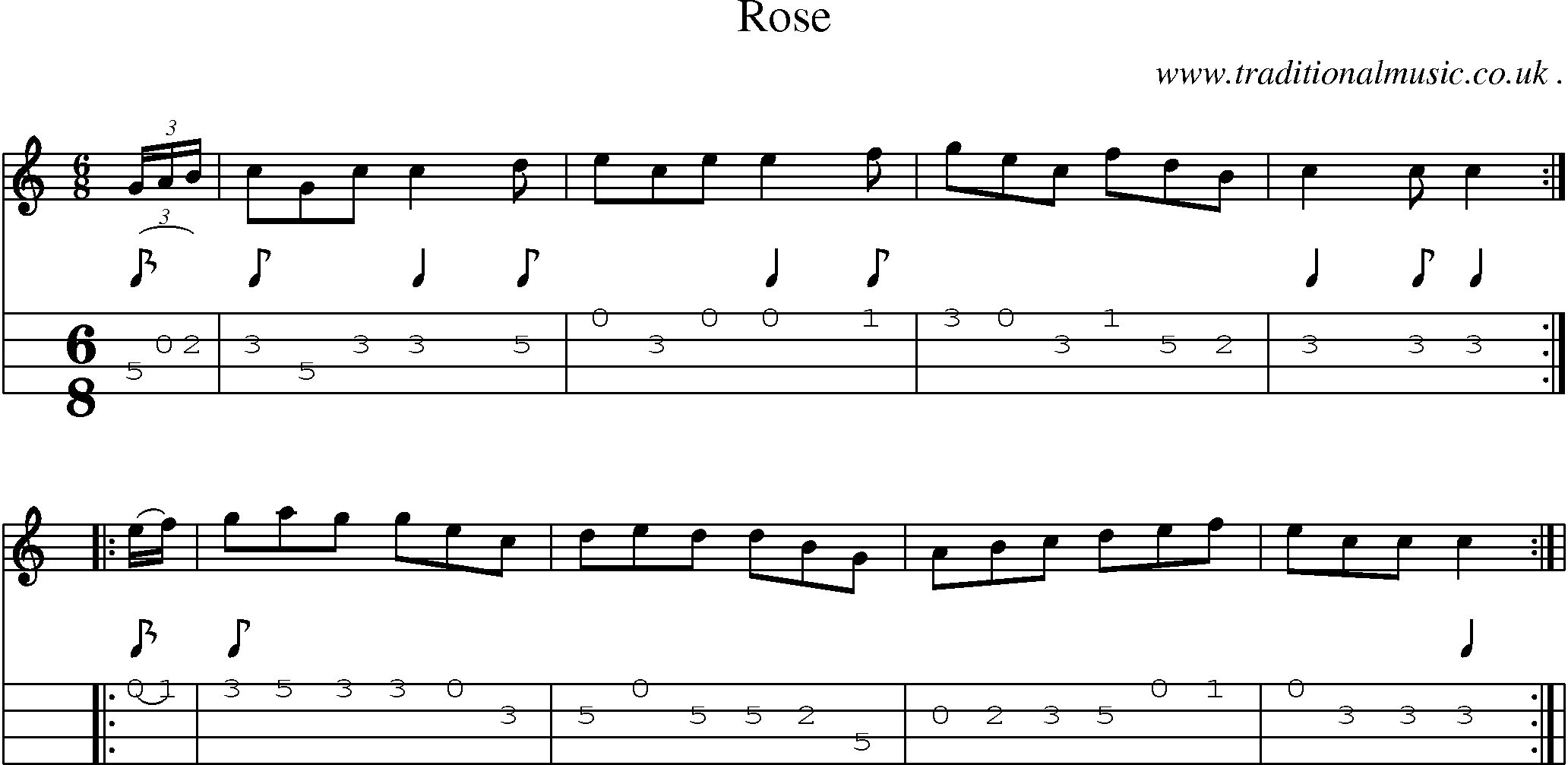 Sheet-Music and Mandolin Tabs for Rose