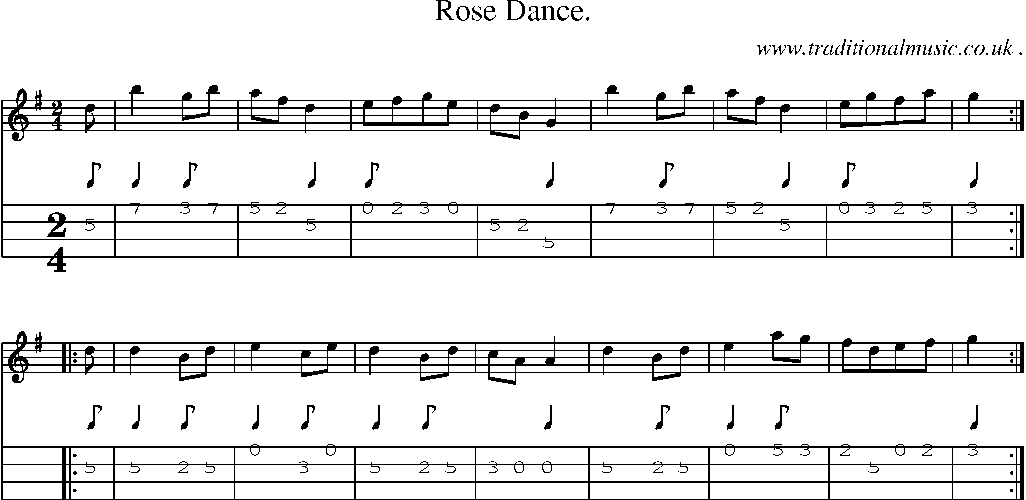 Sheet-Music and Mandolin Tabs for Rose Dance