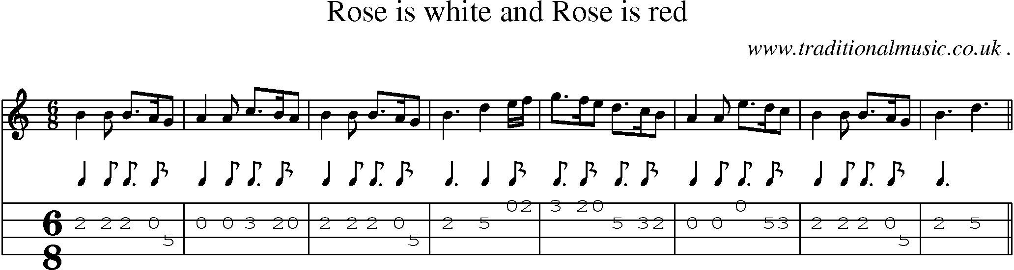 Sheet-Music and Mandolin Tabs for Rose Is White And Rose Is Red