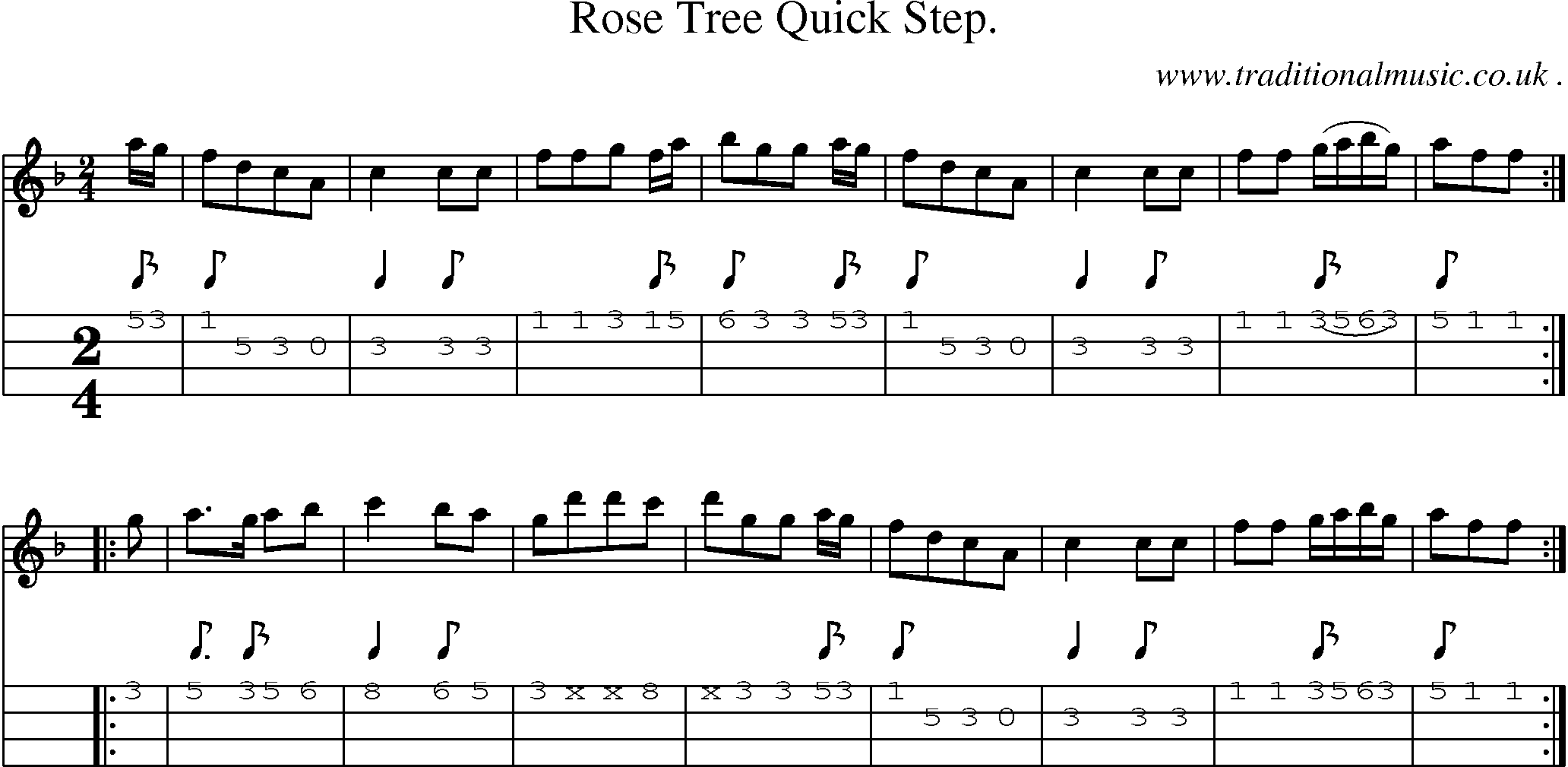 Sheet-Music and Mandolin Tabs for Rose Tree Quick Step
