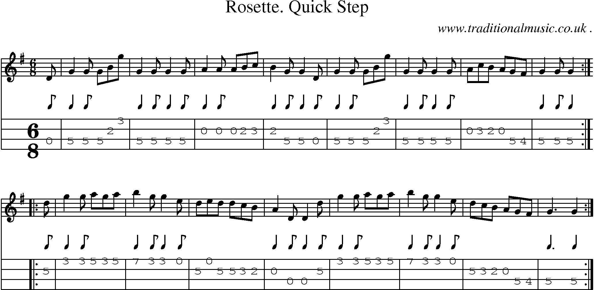 Sheet-Music and Mandolin Tabs for Rosette Quick Step