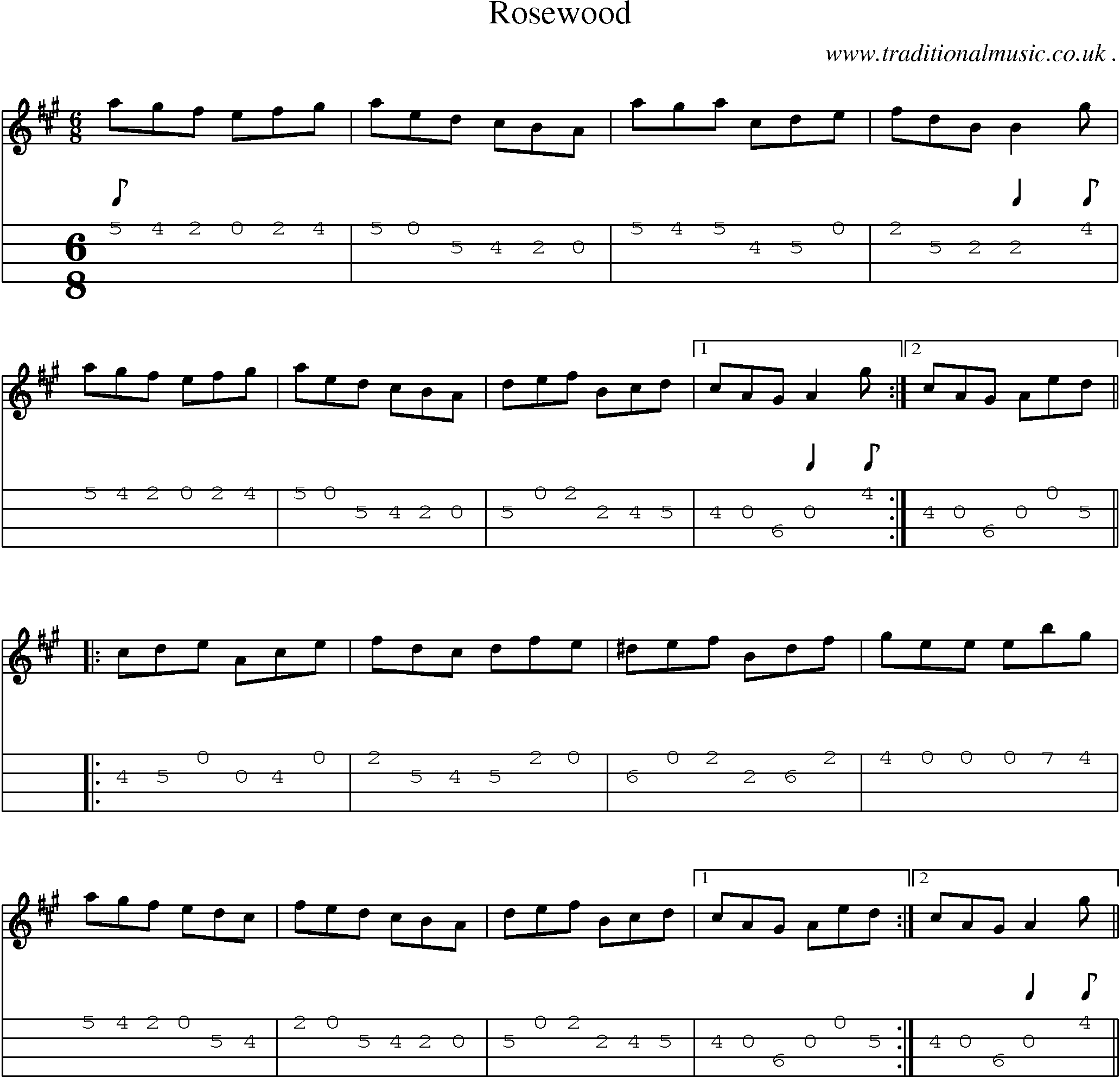 Sheet-Music and Mandolin Tabs for Rosewood