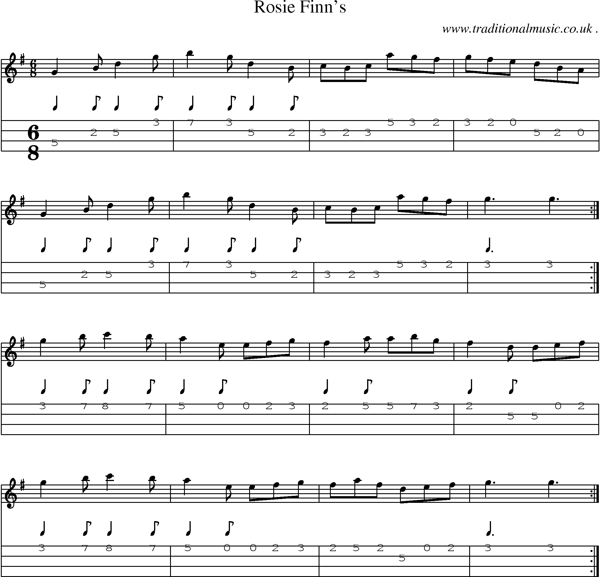 Sheet-Music and Mandolin Tabs for Rosie Finns