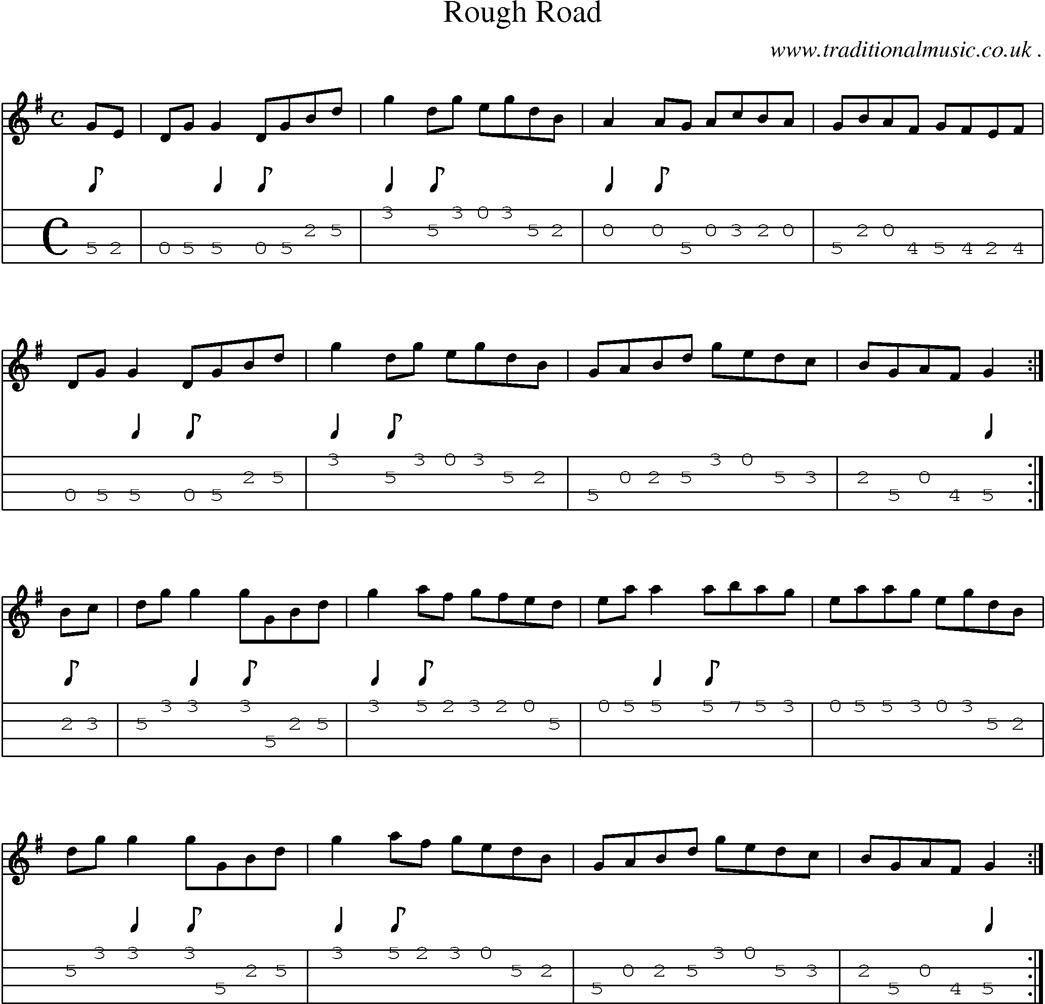 Sheet-Music and Mandolin Tabs for Rough Road