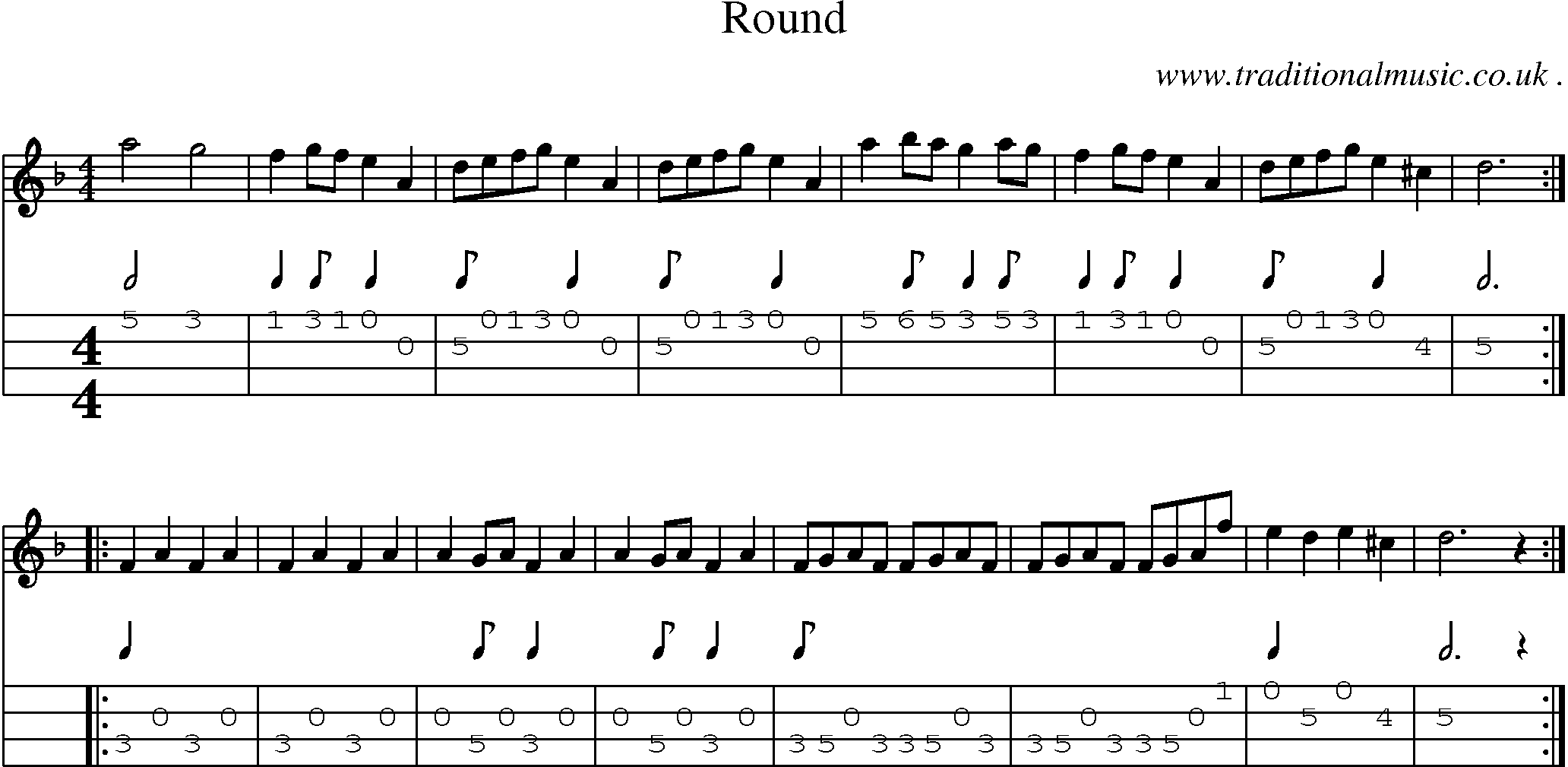 Sheet-Music and Mandolin Tabs for Round