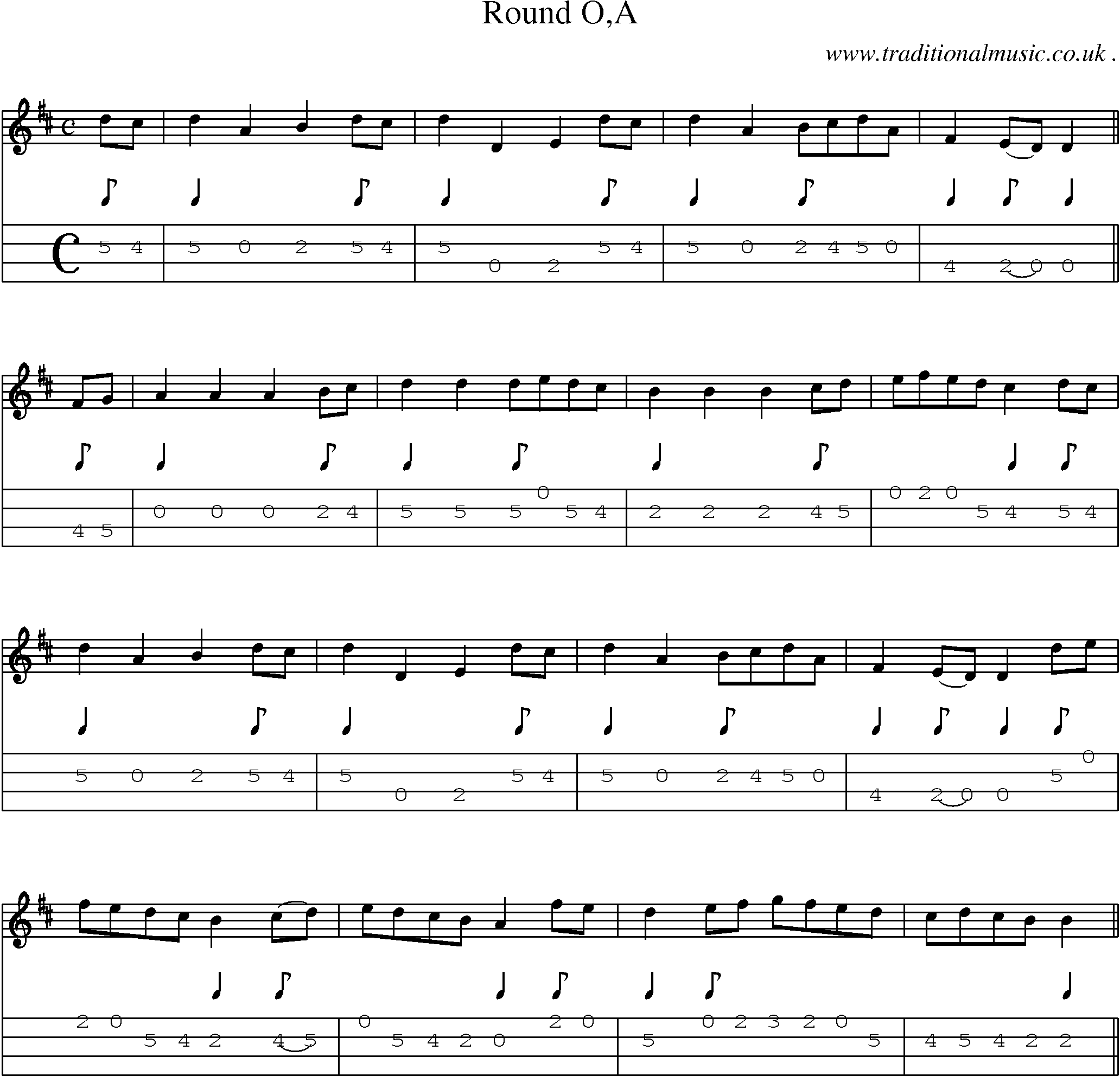 Sheet-Music and Mandolin Tabs for Round Oa