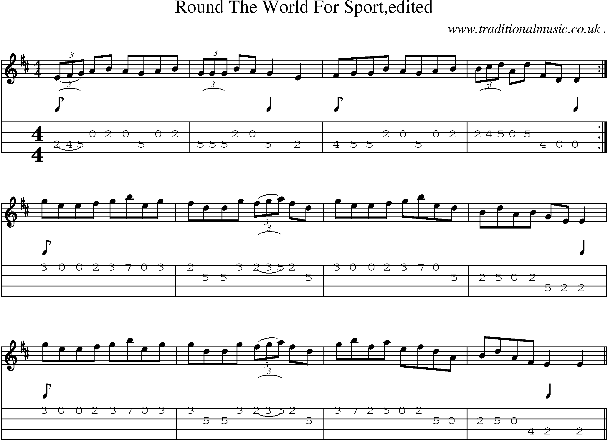 Sheet-Music and Mandolin Tabs for Round The World For Sportedited