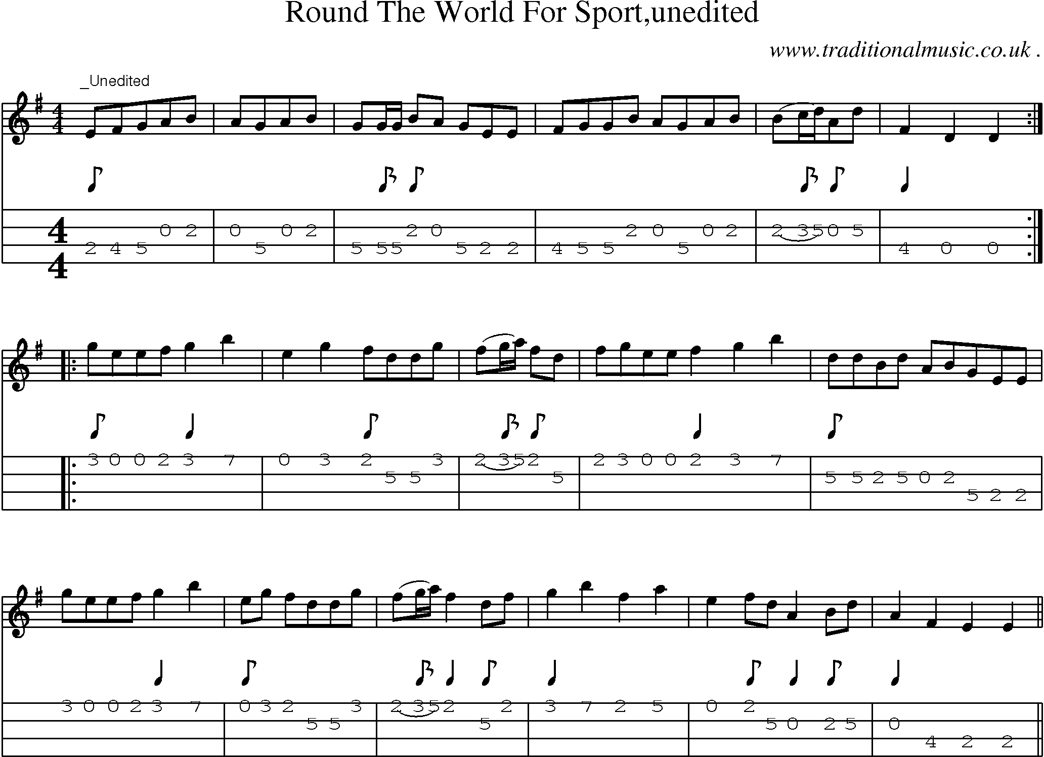 Sheet-Music and Mandolin Tabs for Round The World For Sportunedited