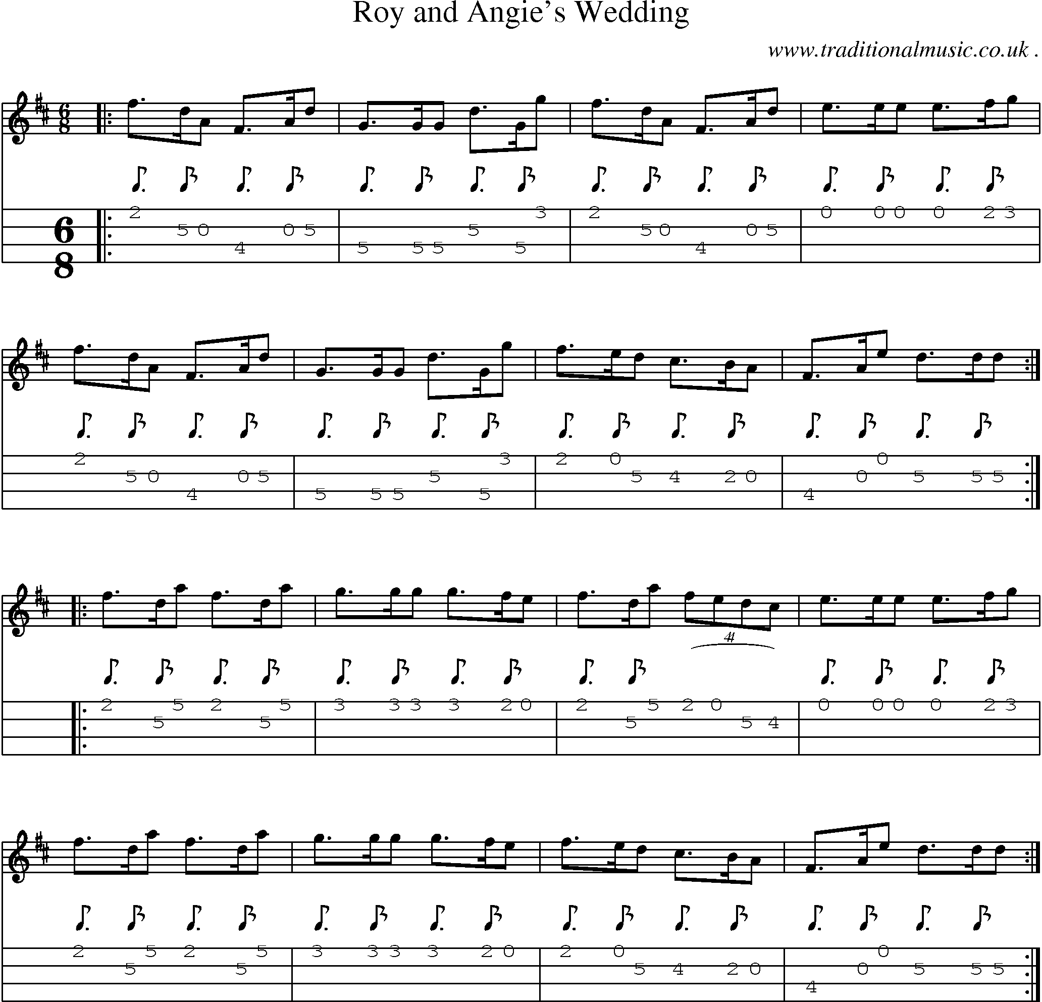 Sheet-Music and Mandolin Tabs for Roy And Angies Wedding