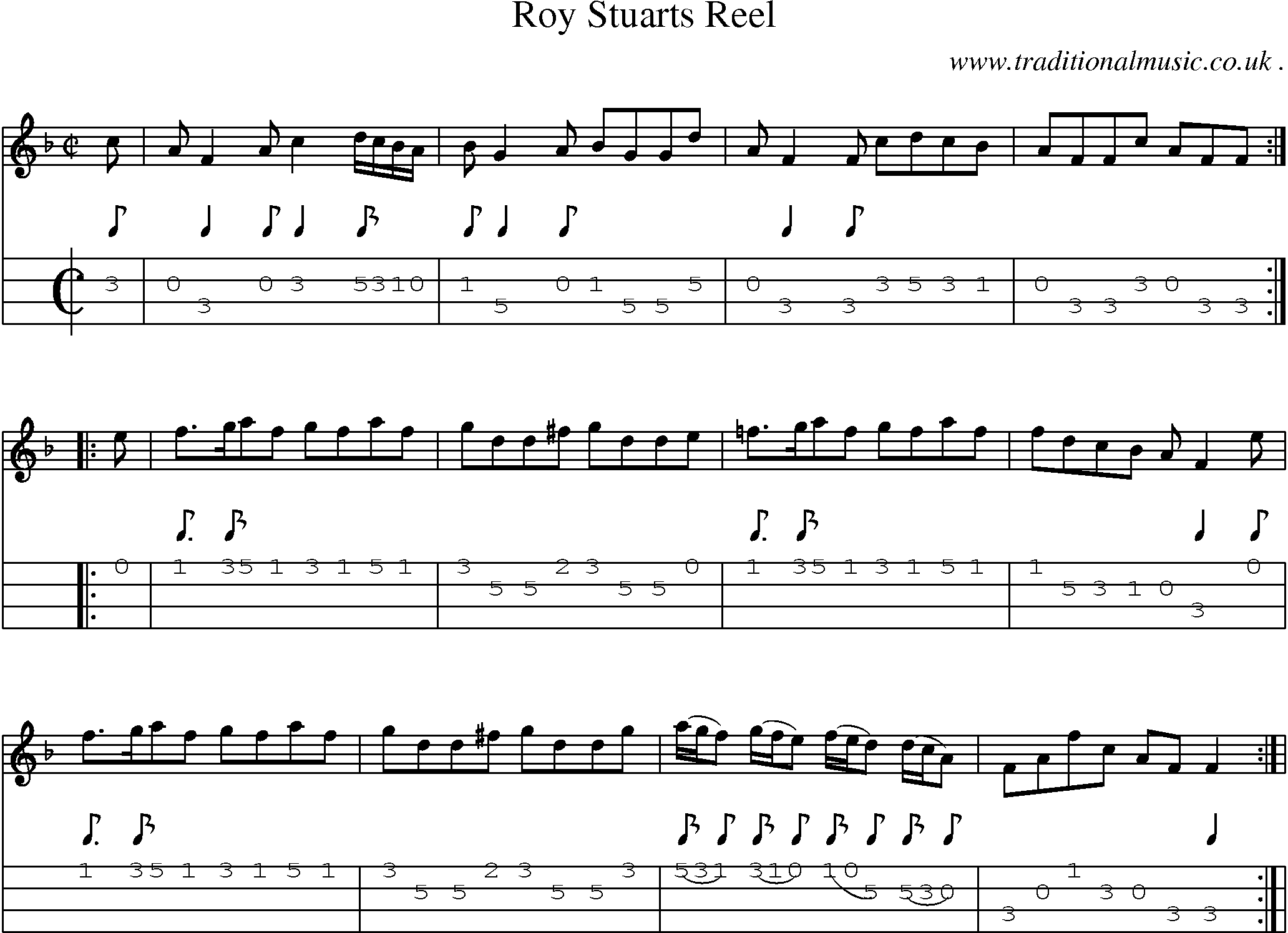 Sheet-Music and Mandolin Tabs for Roy Stuarts Reel