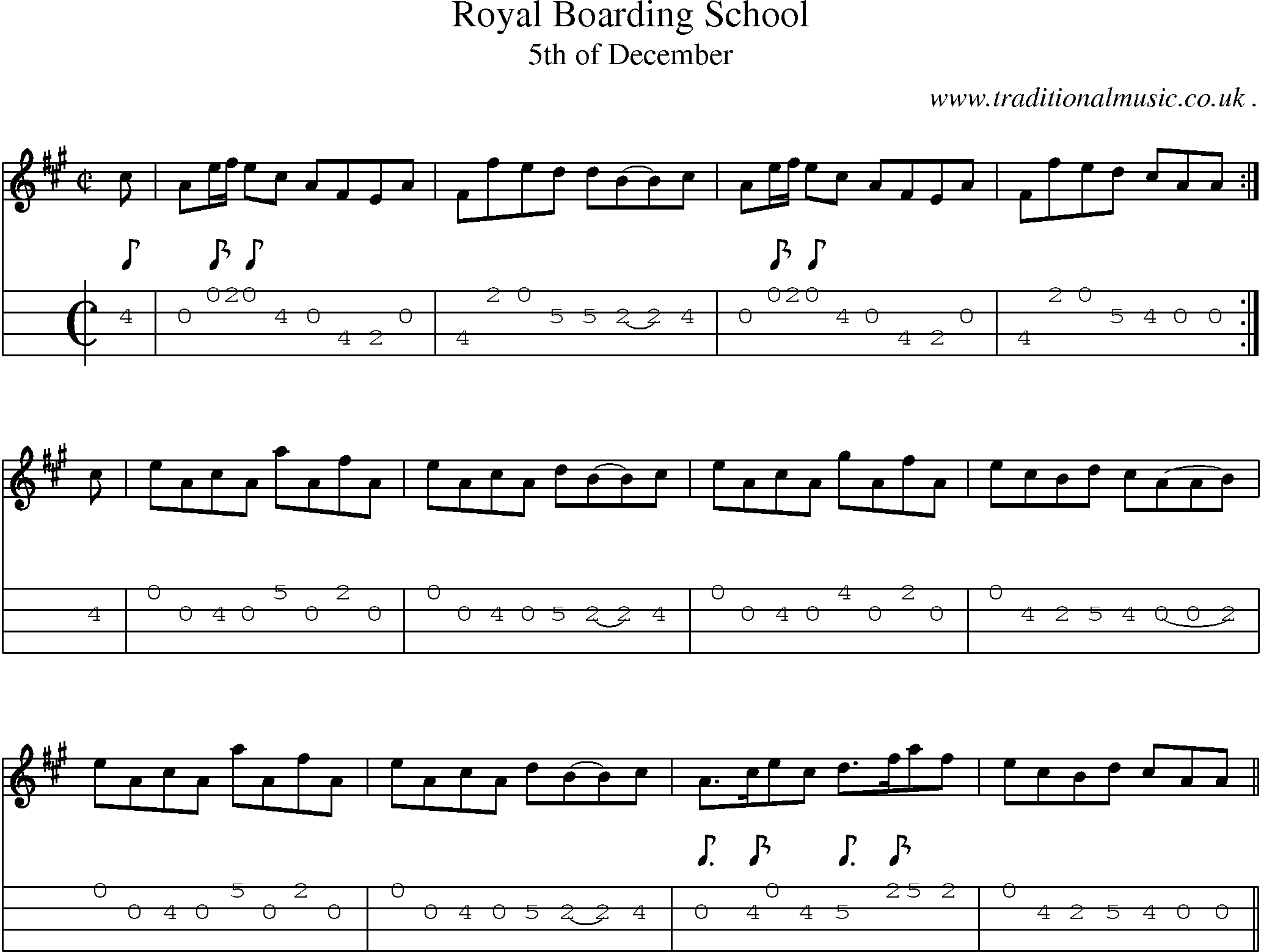 Sheet-Music and Mandolin Tabs for Royal Boarding School