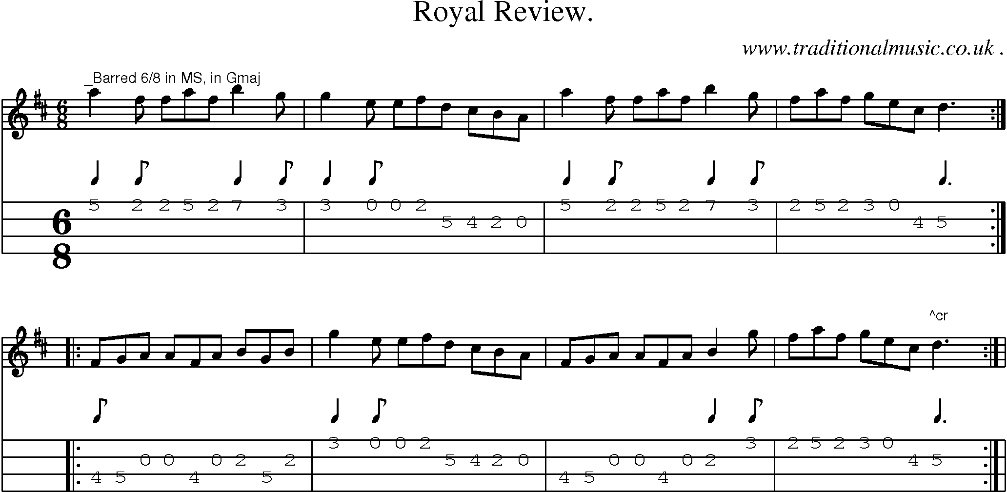 Sheet-Music and Mandolin Tabs for Royal Review