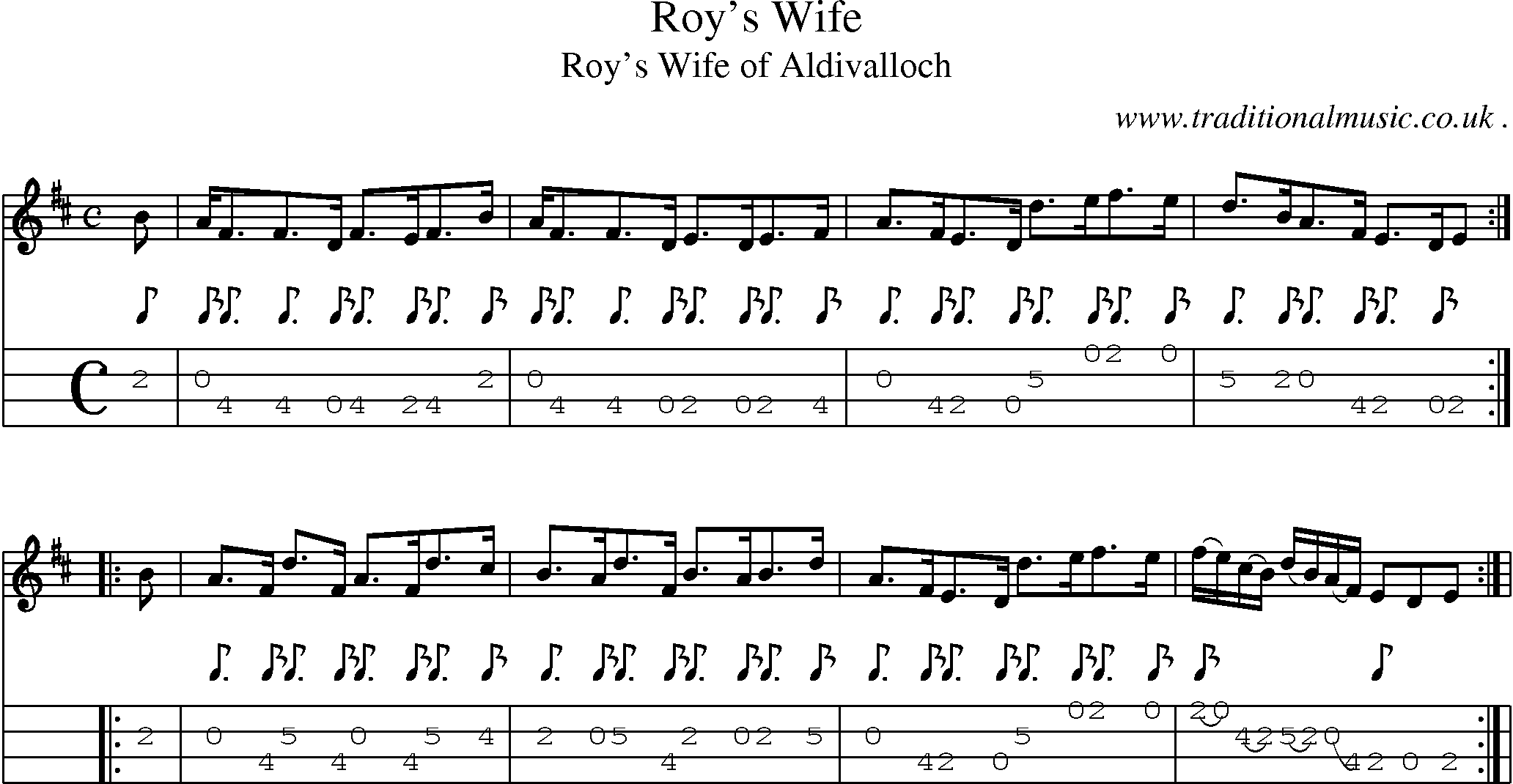 Sheet-Music and Mandolin Tabs for Roys Wife