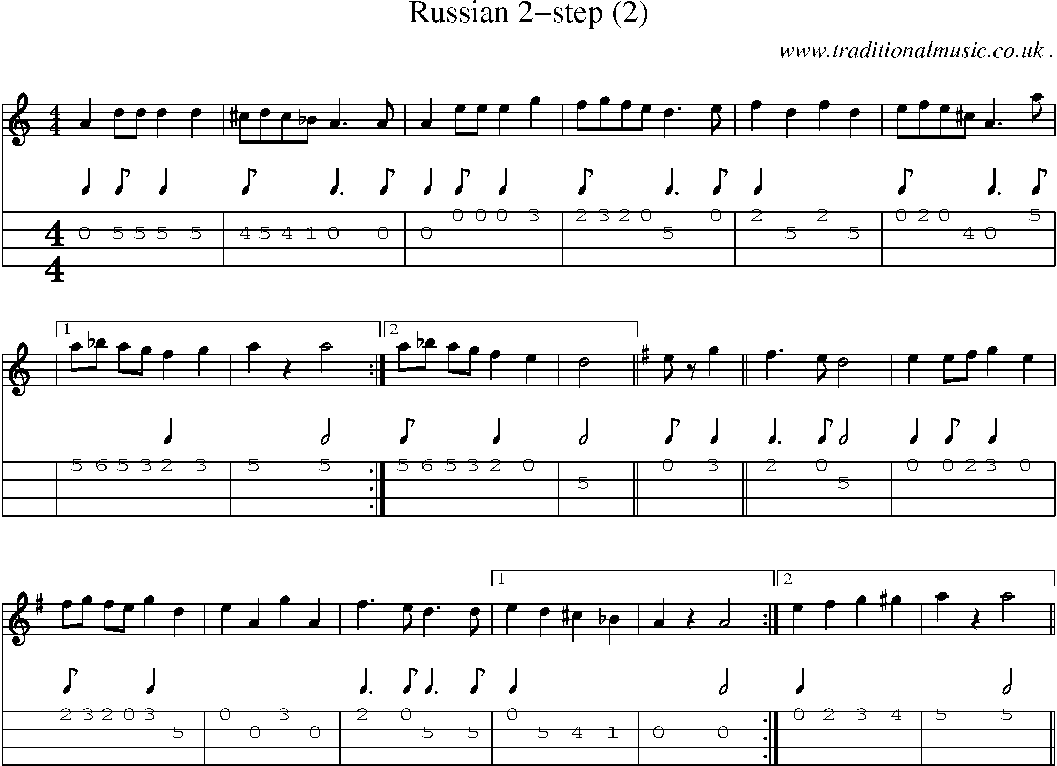 Sheet-Music and Mandolin Tabs for Russian 2-step (2)
