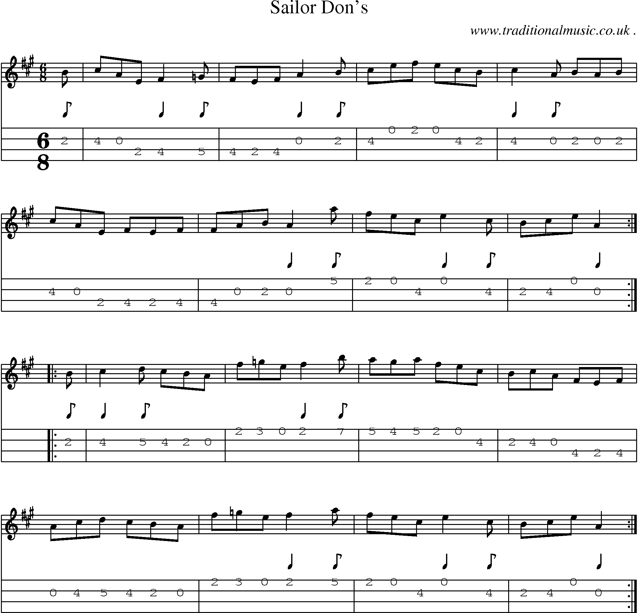 Sheet-Music and Mandolin Tabs for Sailor Dons