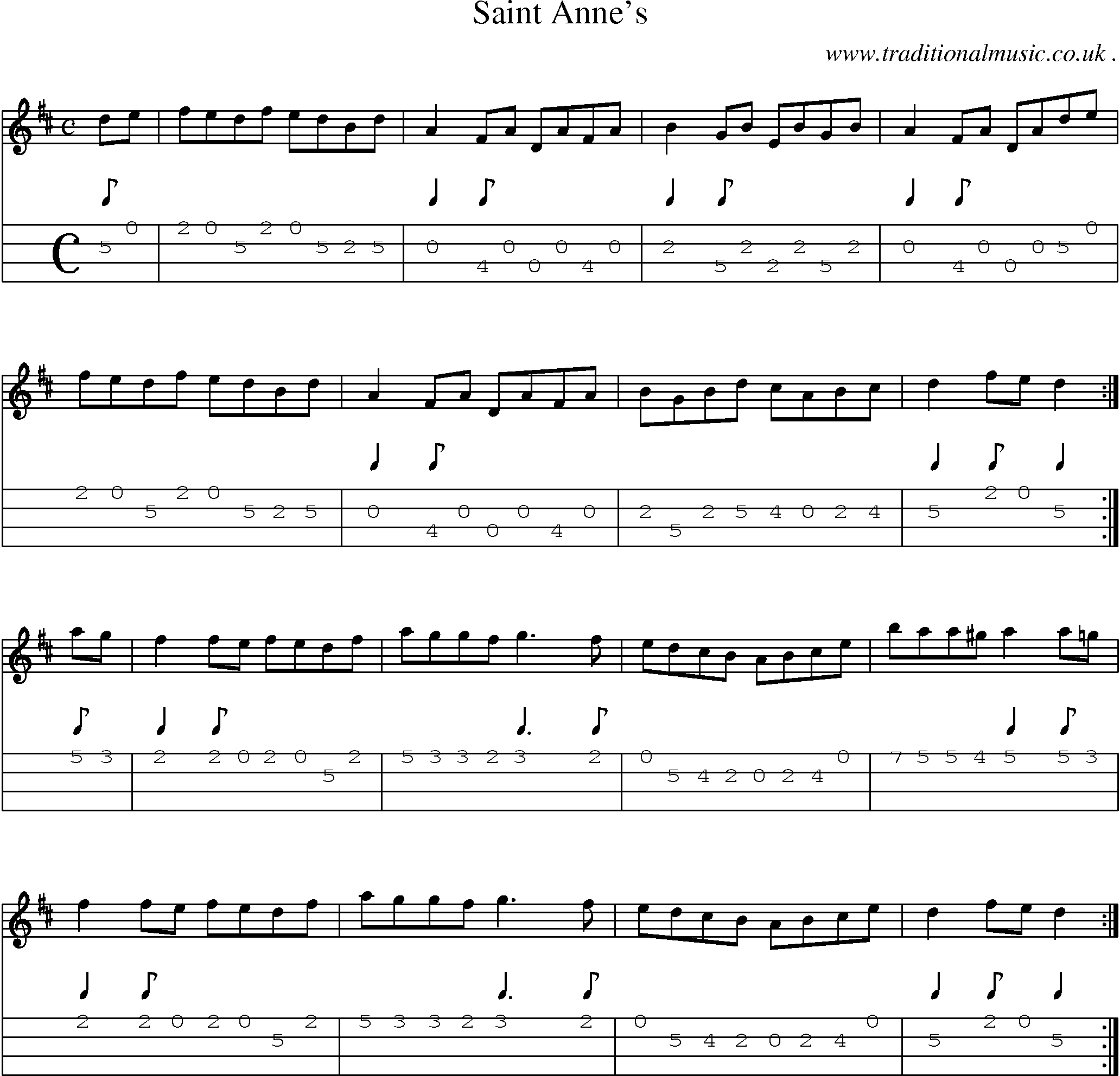Sheet-Music and Mandolin Tabs for Saint Annes