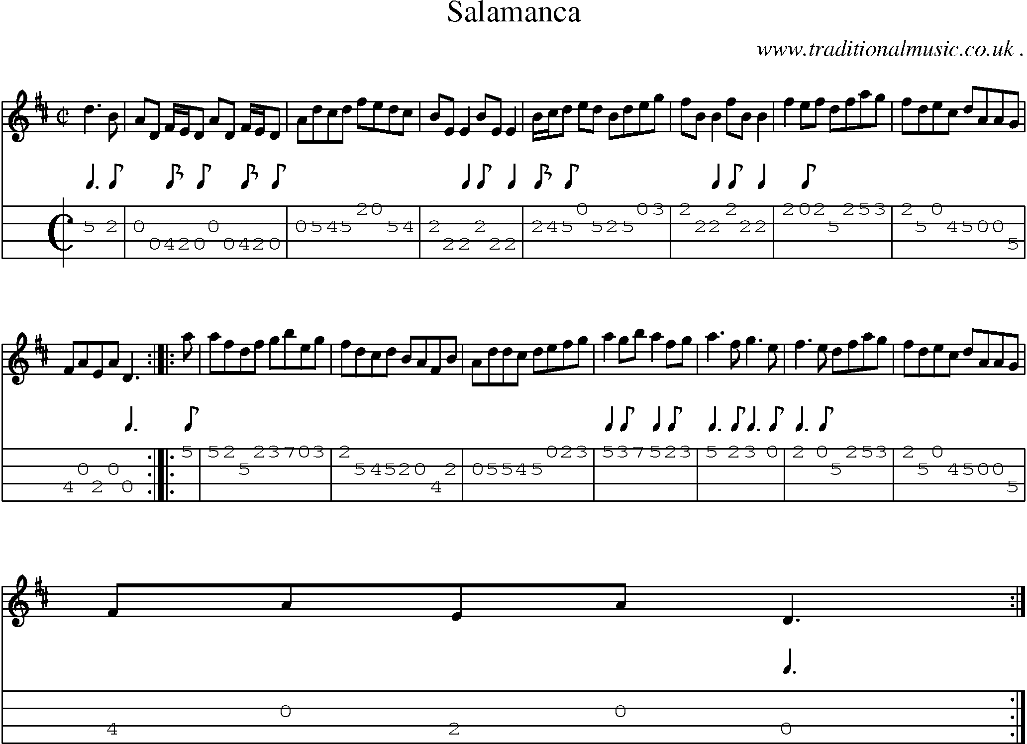 Sheet-Music and Mandolin Tabs for Salamanca