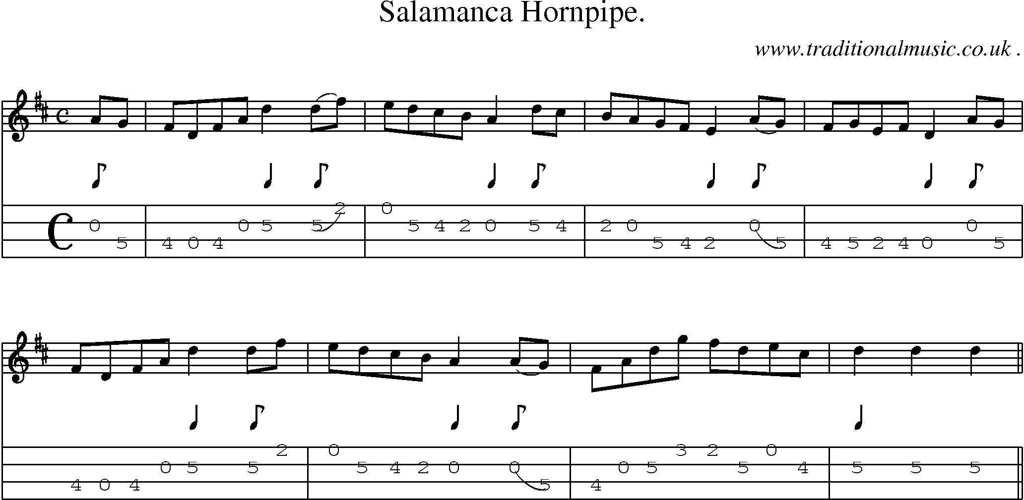 Sheet-Music and Mandolin Tabs for Salamanca Hornpipe